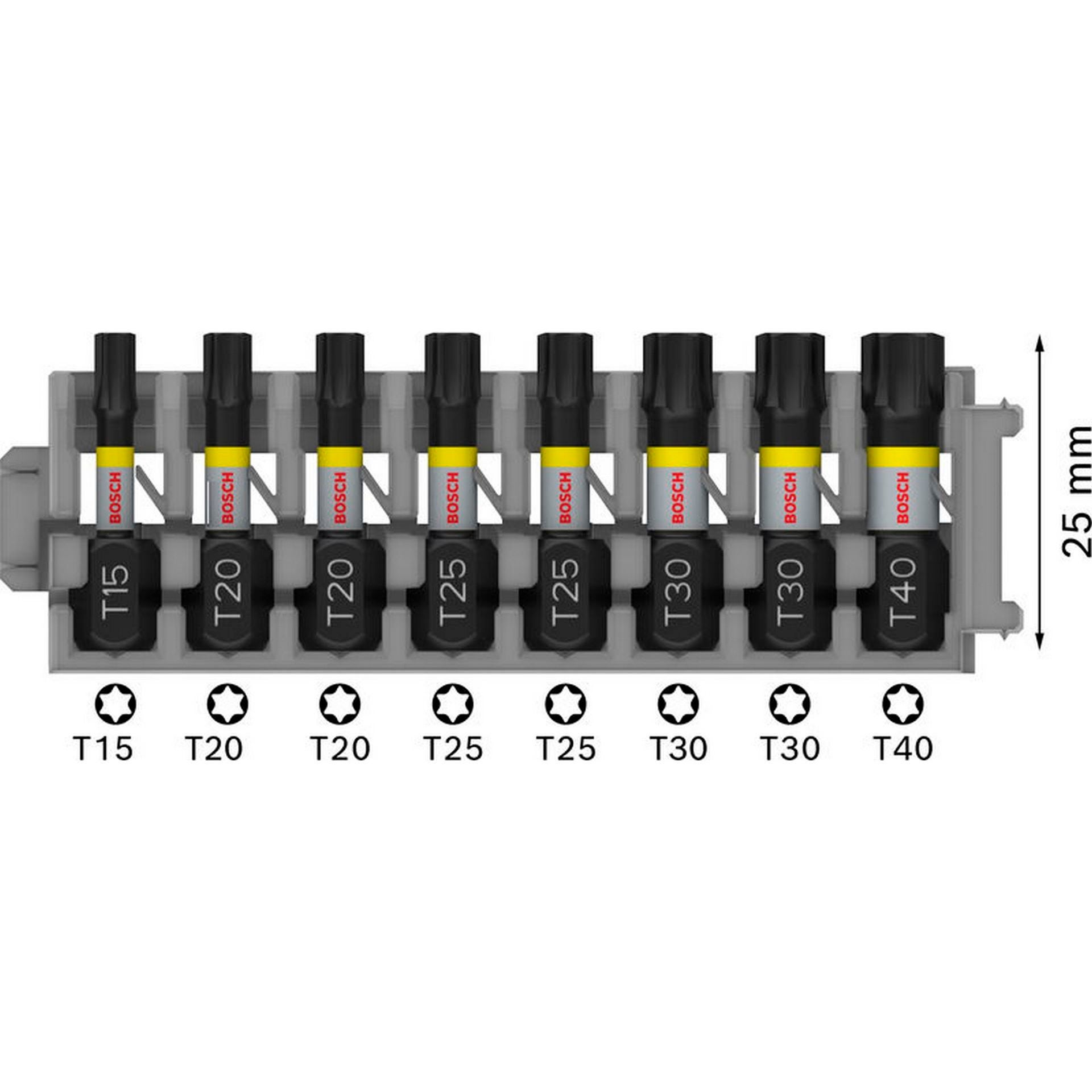 Bosch PRO Torx Impact Bit Set, T15; T20(x2); T25(x2); T30(x2); T40, 25 mm, 8-tlg. #2608522322