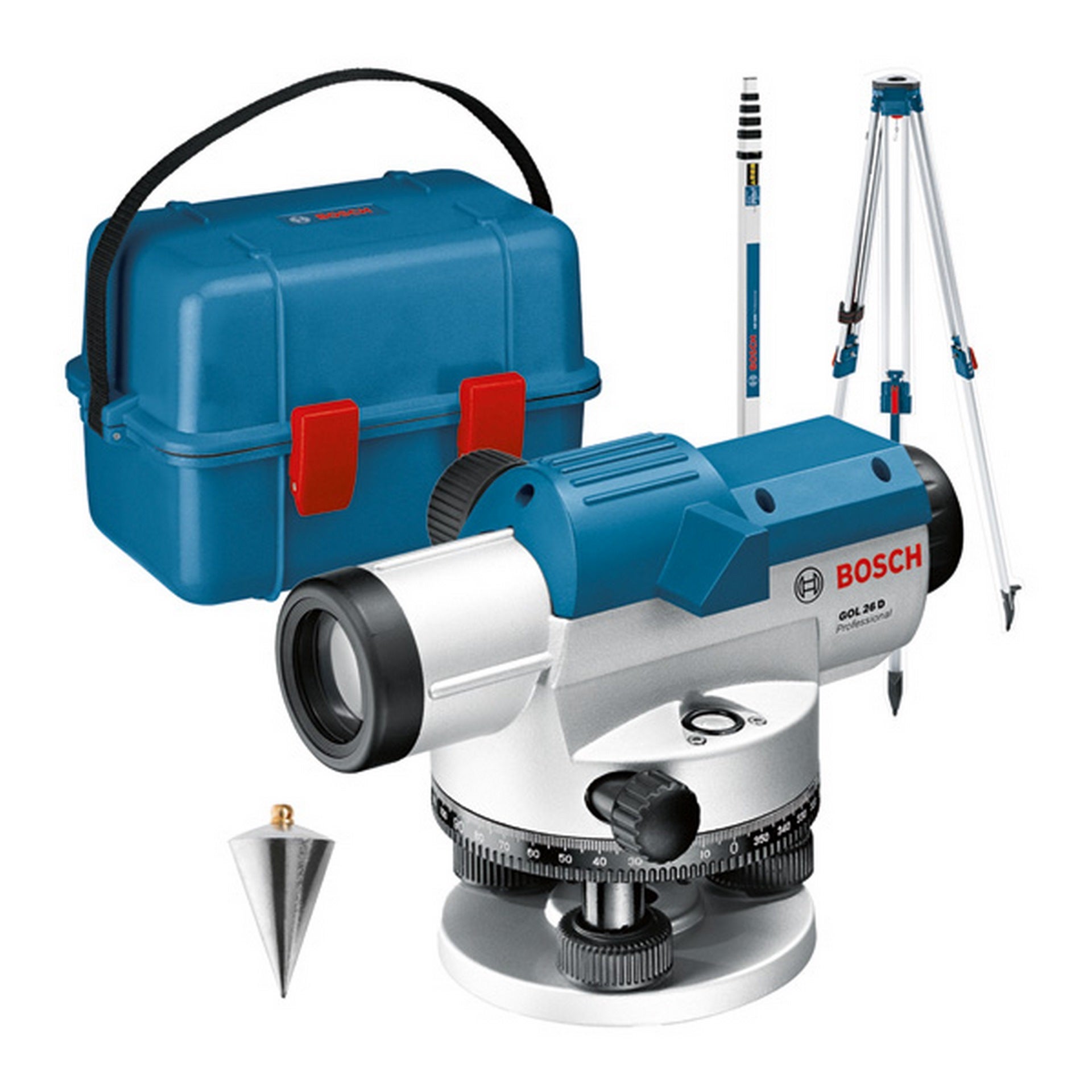 Bosch Optisches Nivelliergerät GOL 26 D, mit Baustativ BT160, Messstab GR 500 #0601068002