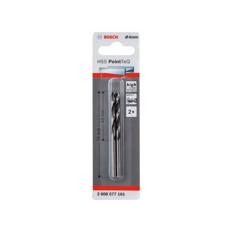 Bosch Metallspiralbohrer HSS PointTeQ, DIN 338, 4,0 mm, 2er-Pack #2608577161