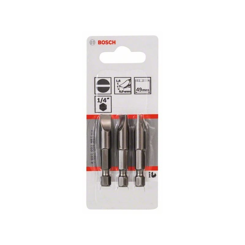 Bosch Schrauberbit Extra-Hart S 1,6 x 8,0, 49 mm, 3er-Pack #2607001487