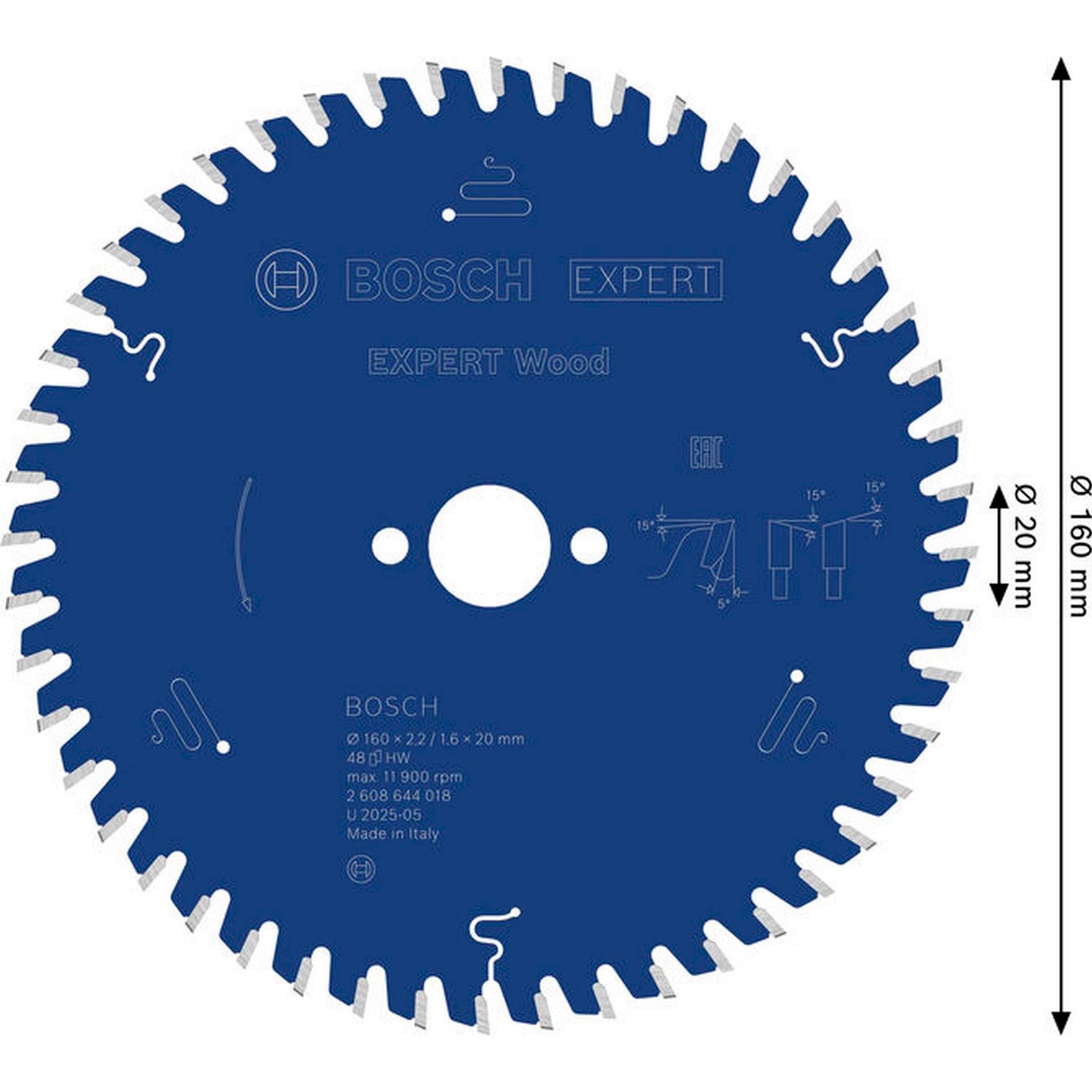 Bosch EXPERT Wood Kreissägeblatt, 160x2,2/1,6x20 mm, Z48 #2608644018
