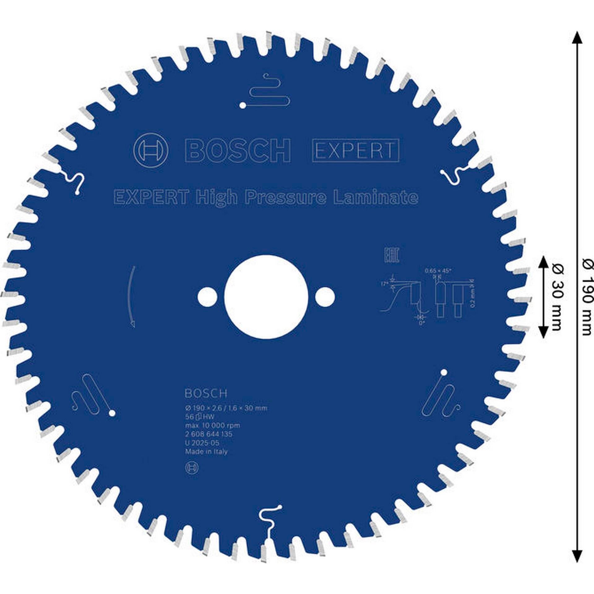 Bosch EXPERT High Pressure Laminate Kreissägeblatt, 190x2,6/1,6x30 mm, Z56 #2608644135