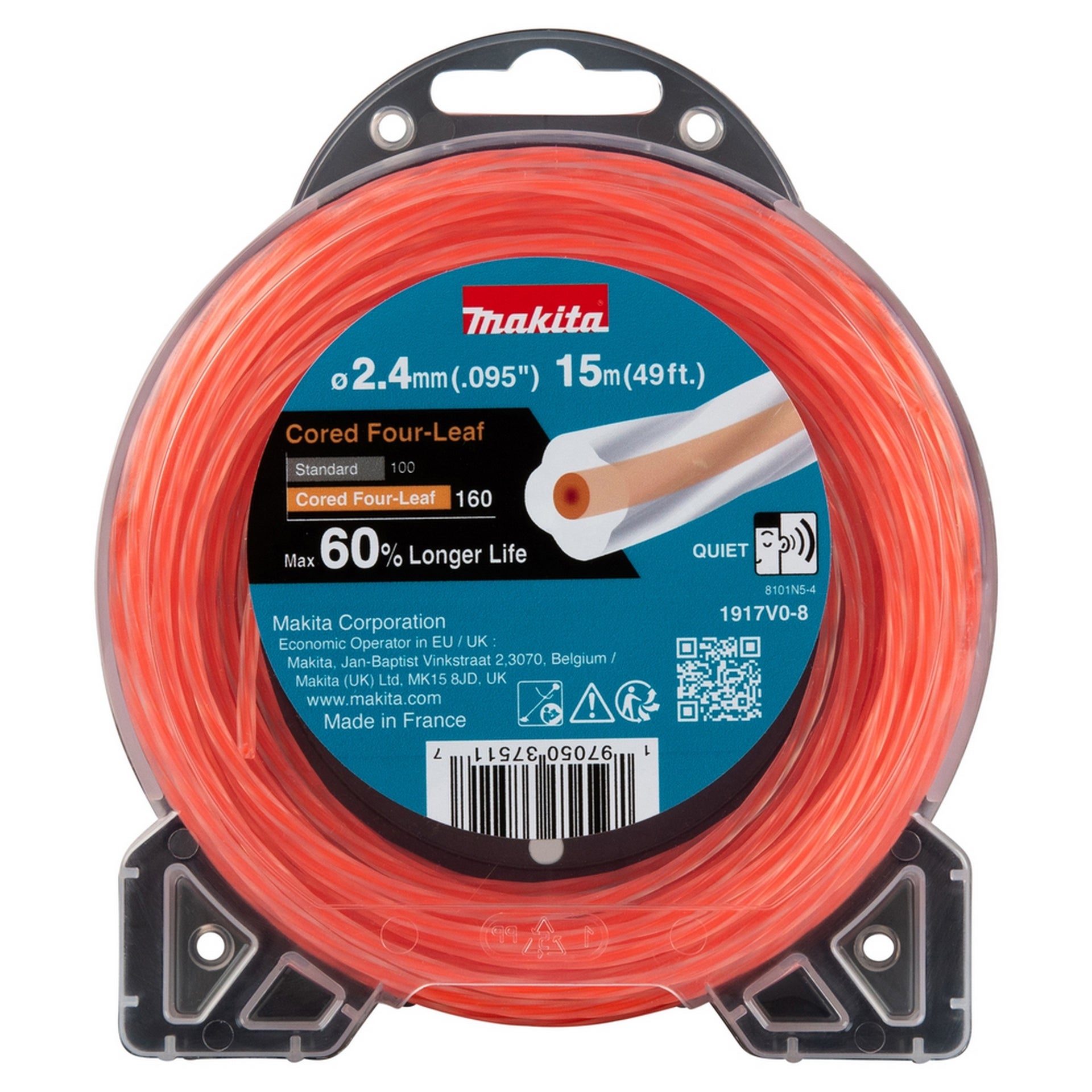 Makita Viersträngige Nylonschnur 2,4 mm x 15 m, orange #1917V0-8