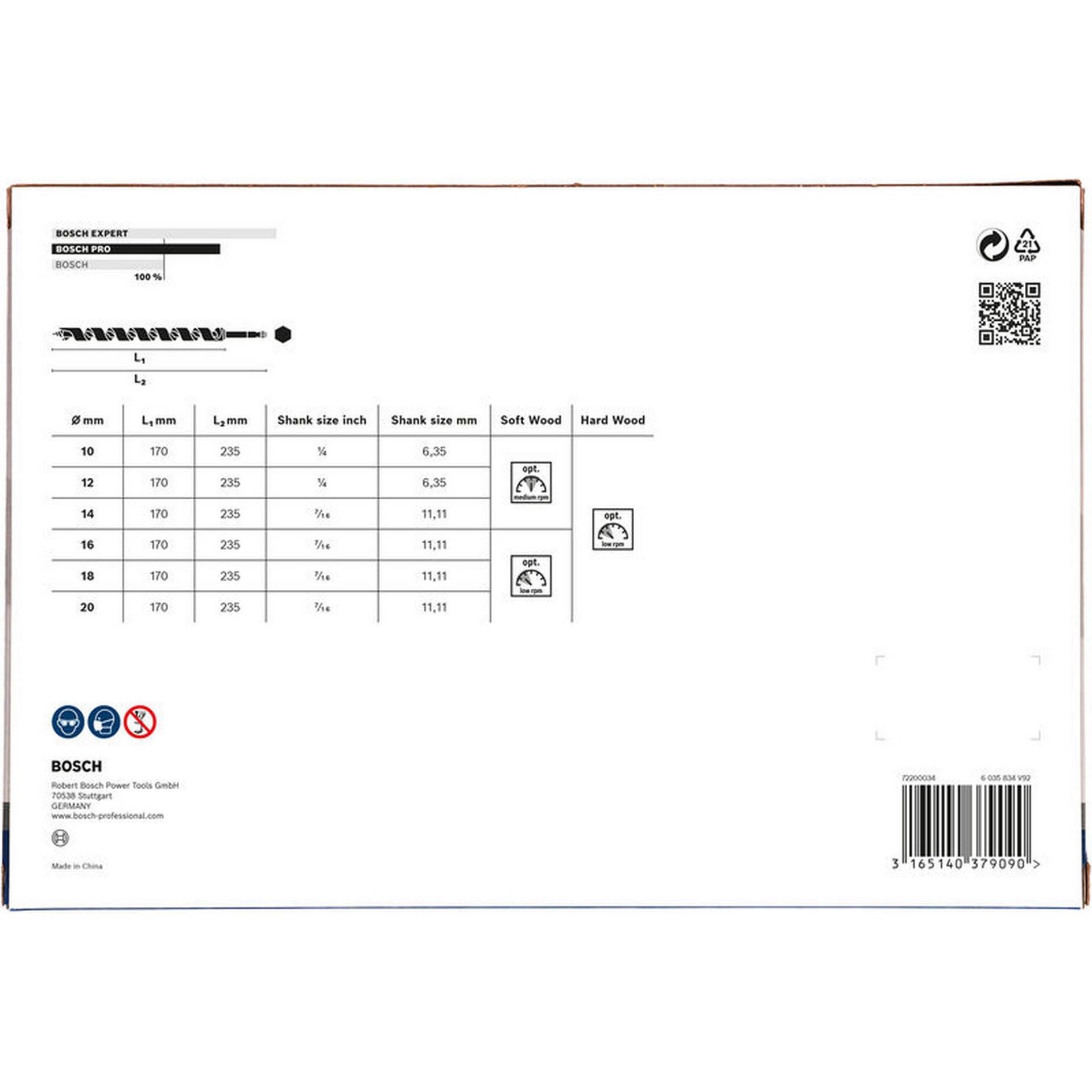 Bosch PRO Wood Holzschlangenbohrer Set, L235 mm, 6-tlg. #2607019322