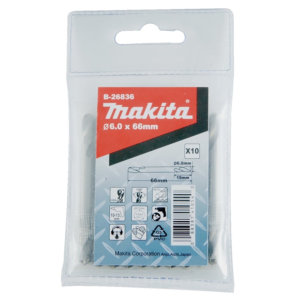 Makita HSS-G Doppelbohrer 6,0 x 66 mm, 10 Stk. #B-26836