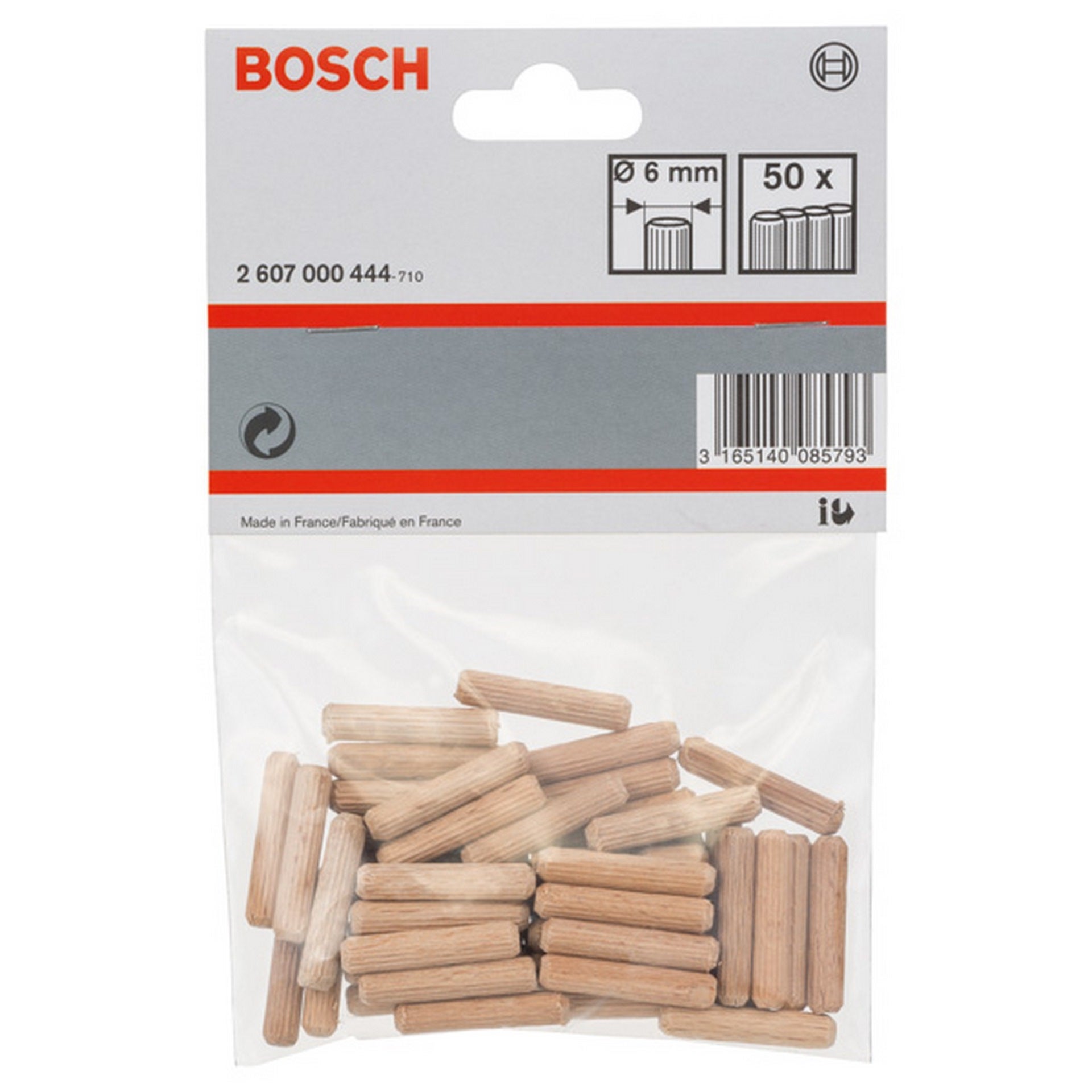 Bosch Holzdübel 6 mm, 30 mm, 50er-Pack #2607000444