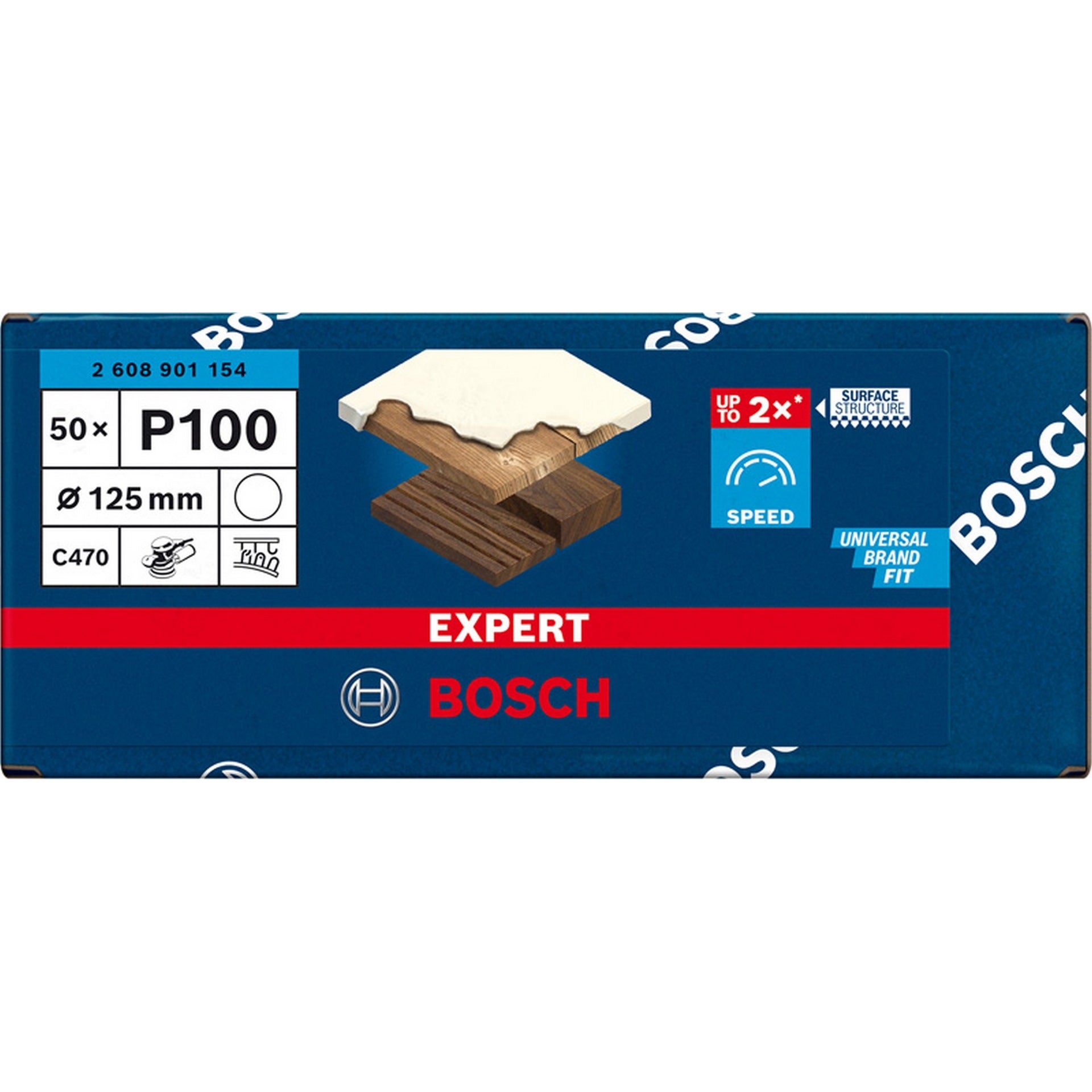 Bosch EXPERT C470 Schleifscheibe, 125mm, K100, keine Löcher, 50-tlg. #2608901154
