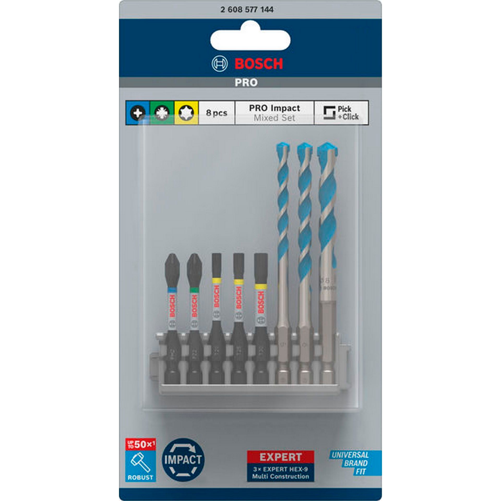Bosch PRO Impact Set mit Multi Constr. Bohrer, PH2/PZ2/T20/T25/T30, MC 5/6/8, 8-tlg. #2608577144