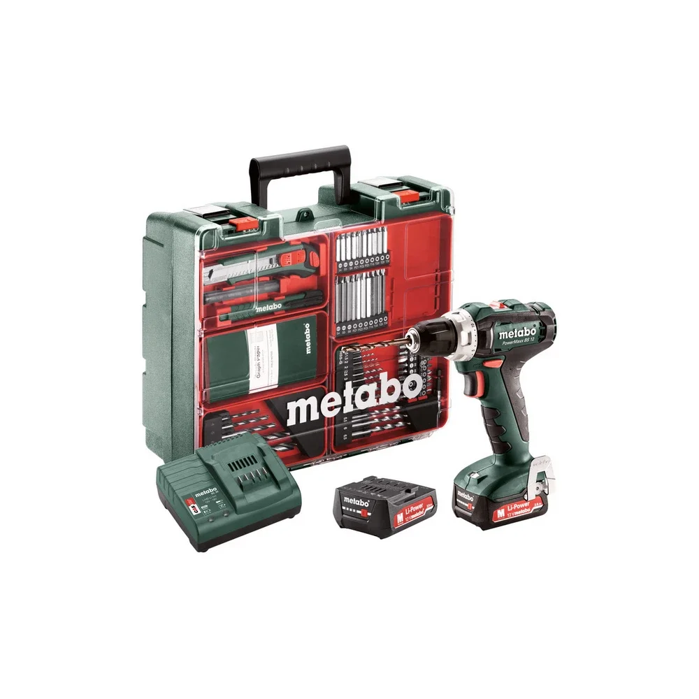 Metabo Akku-Bohrschrauber PowerMaxx BS 12 Set #601036870 Mobile Werkstatt