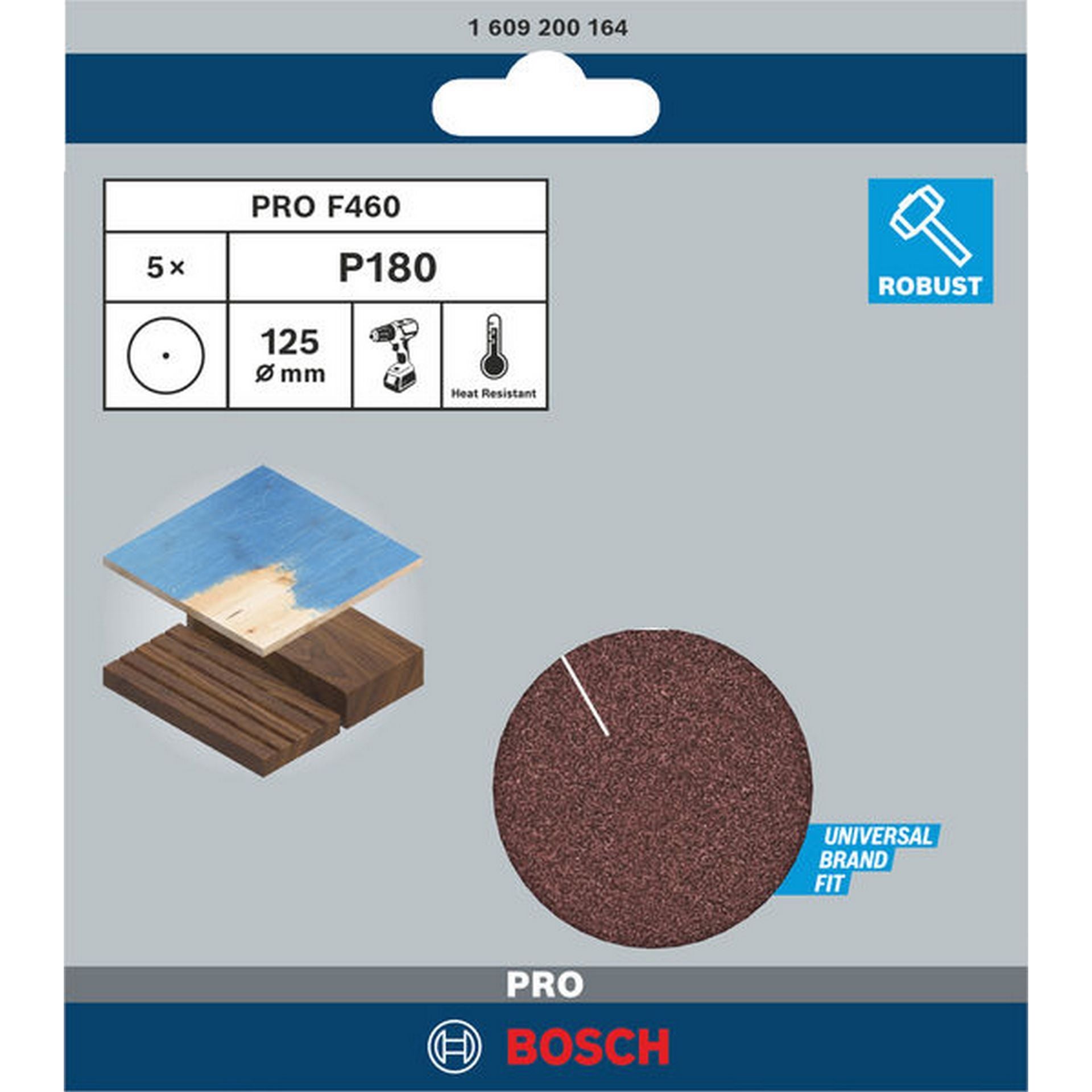Bosch PRO F460 Schleifblatt, 125 mm, G180, 5-tlg. #1609200164