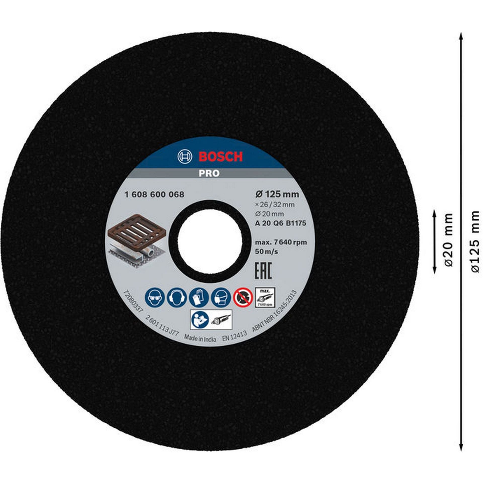 Bosch PRO Metal Schleifscheibe, 125 x 26 x 20 mm, K20 #1608600068