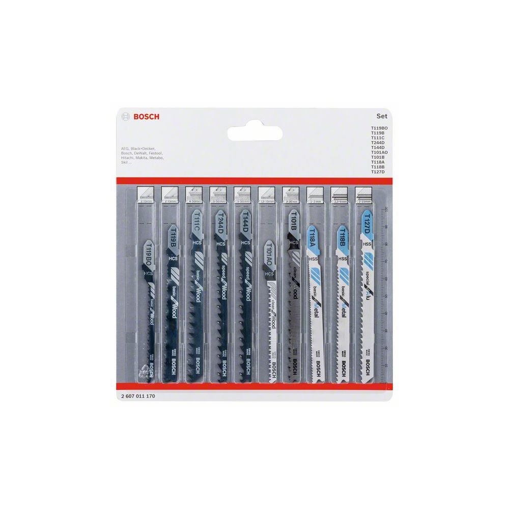 Bosch 10-tlg. Stichsägeblatt-Set für Wood and Metal, T-Schaft #2607011170