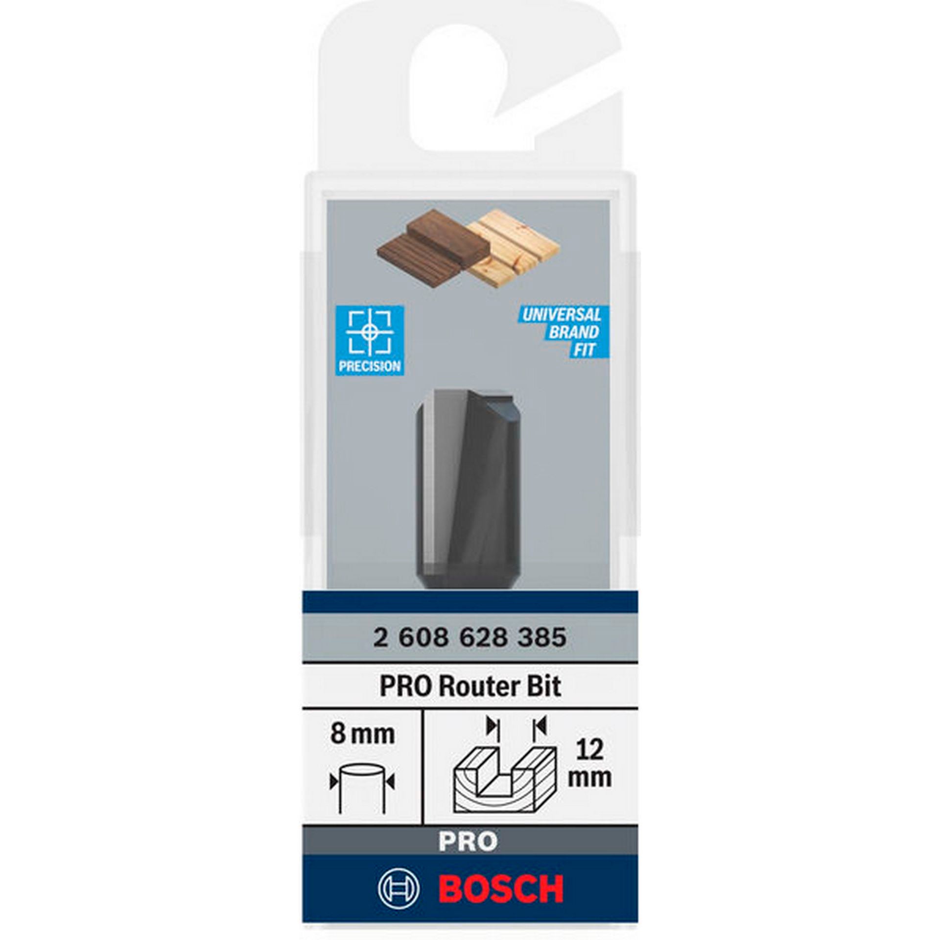 Bosch PRO Nutfräser, zweischneidig, D 12 mm, L 19,6 mm, S 8 mm #2608628385