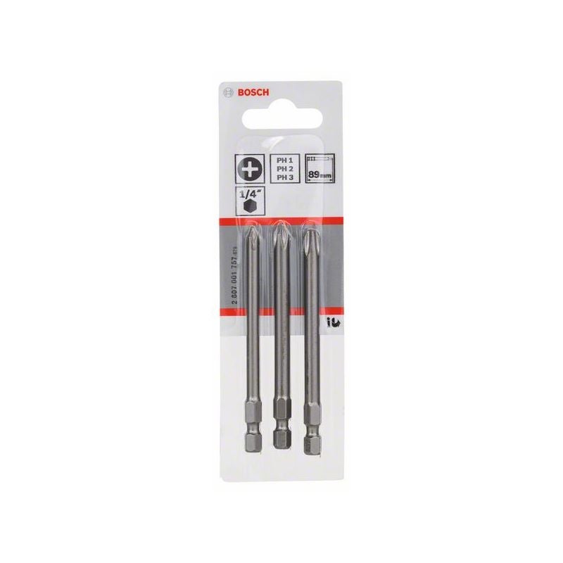 Bosch Schrauberbit-Set Extra-Hart, 3-teilig, PH1, PH2, PH3, 89 mm #2607001757