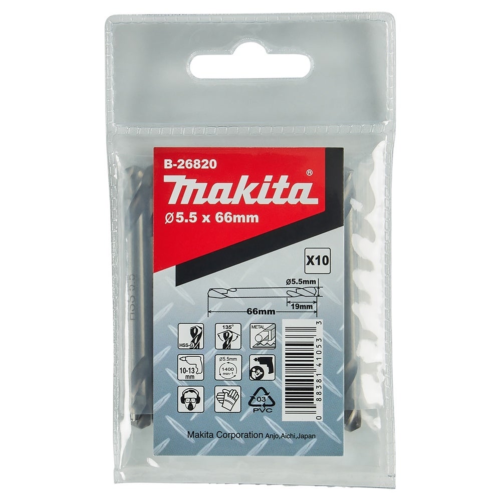 Makita HSS-G Doppelbohrer 5,5 x 66 mm, 10 Stk. #B-26820