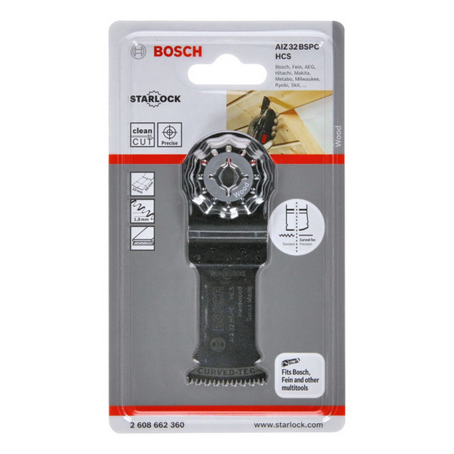 Bosch HCS Tauchsägeblatt AIZ 32 BSPC Hard Wood, 50 x 32 mm, 1er-Pack #2608662360