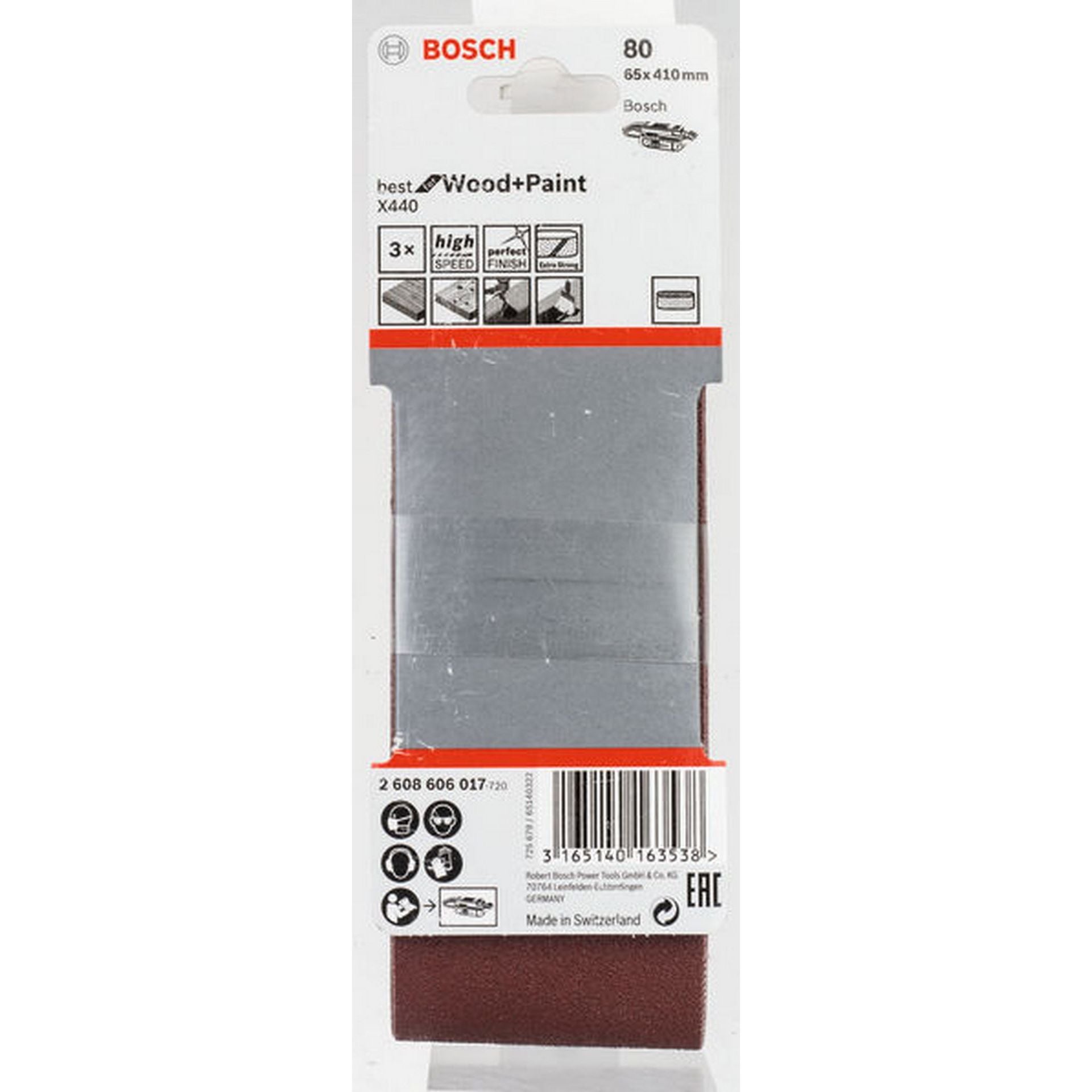 Bosch PRO X440 Schleifband, 65 x 410 mm, G80, 3-tlg. #2608606017