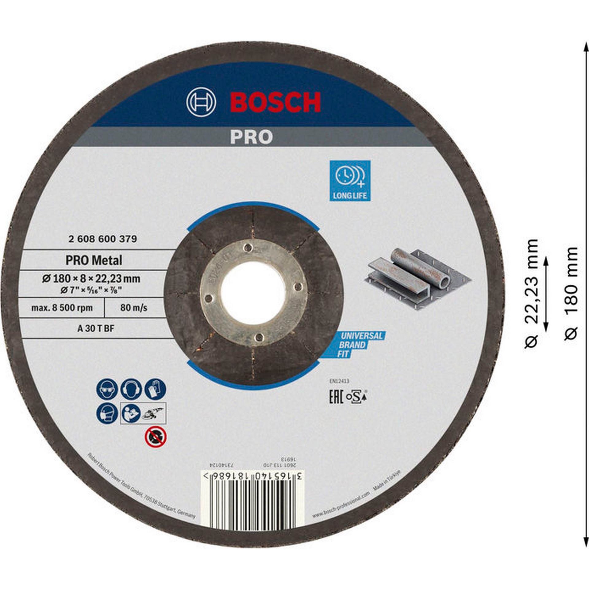 Bosch PRO Metal Schleifscheibe, 180 x 8 x 22.23 mm, oSa #2608600379