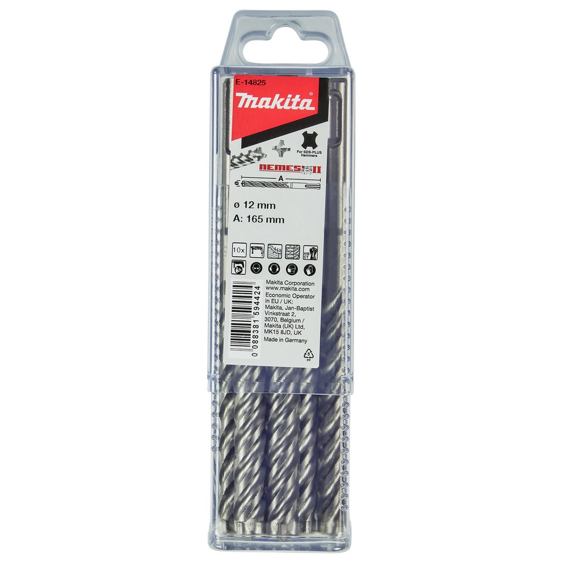 Makita Hammerbohrer SDS-PLUS,12 x 165 mm, 10 Stk., Beton #E-14825