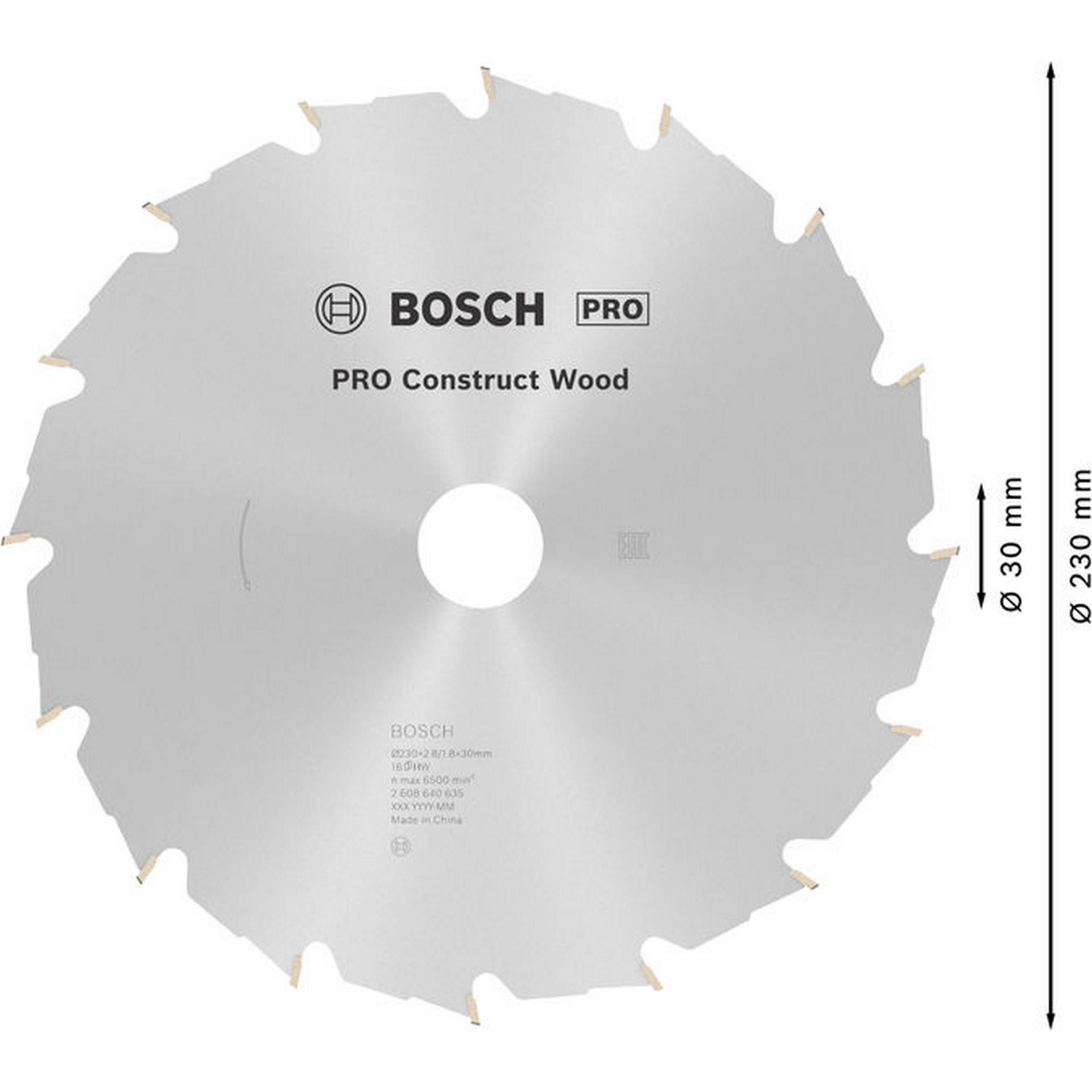 Bosch PRO Construct Wood Kreissägeblatt, 230 x 2,8 x 30 mm #2608640635