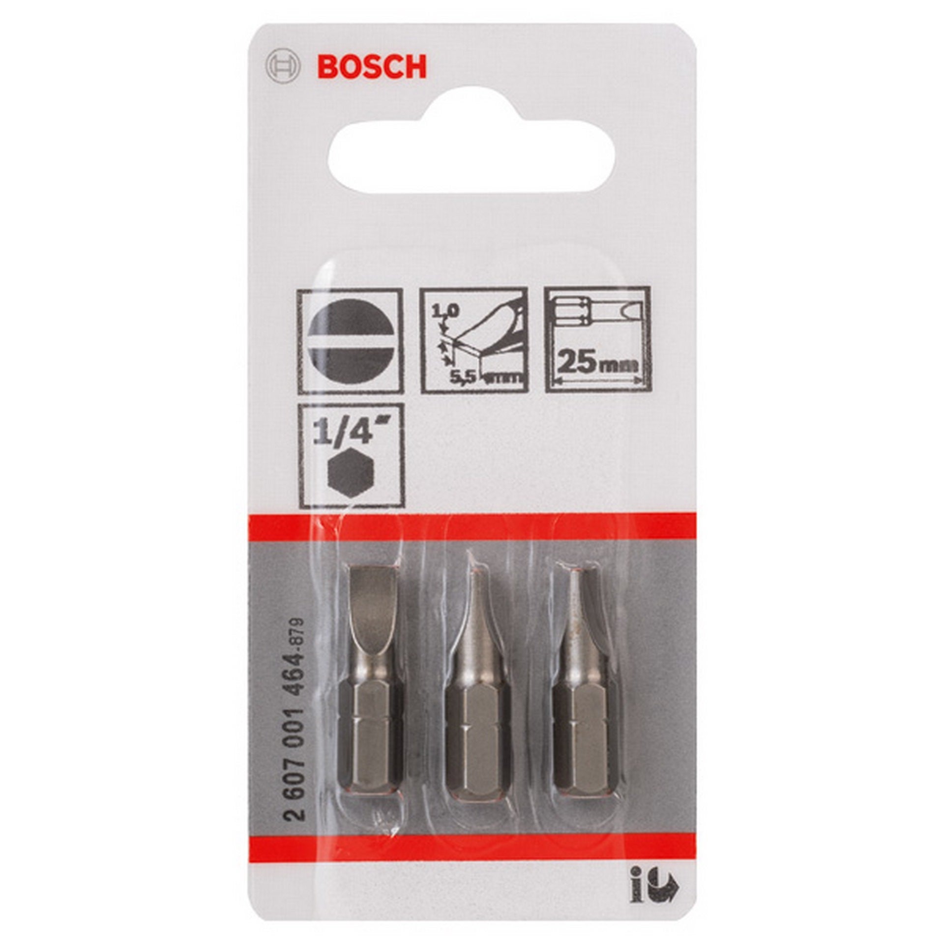 Bosch Schrauberbit Extra-Hart S 1,0 x 5,5, 25 mm, 3er-Pack #2607001464