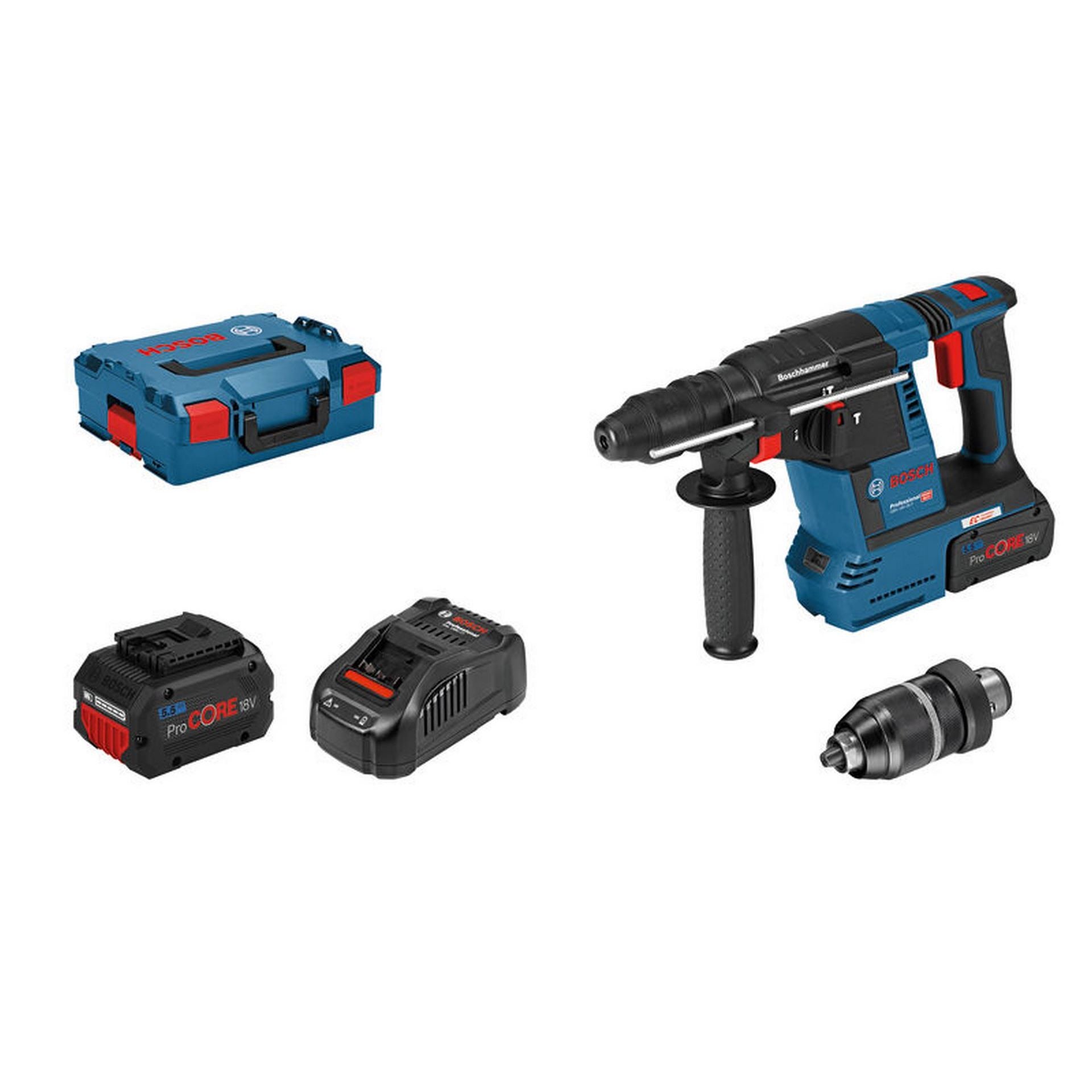 Bosch Akku-Bohrhammer mit SDS plus GBH 18V-26F,L-BOXX 136, 2 x ProCORE18V 5.5Ah #061191000F