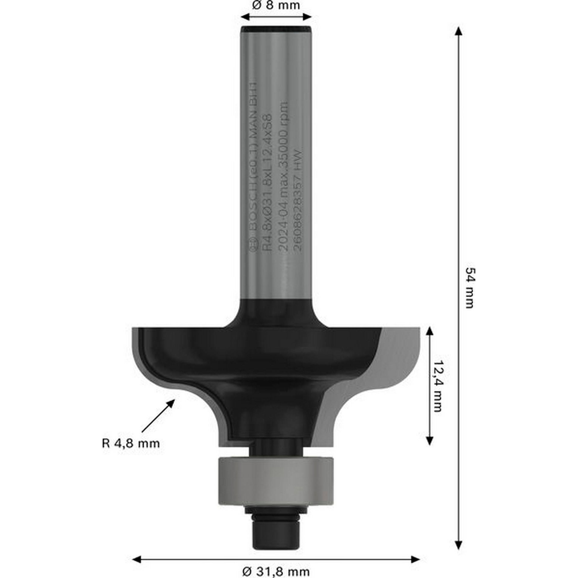 Bosch PRO Profilfräser Ogee, R 4,8 mm, S 8 mm #2608628357
