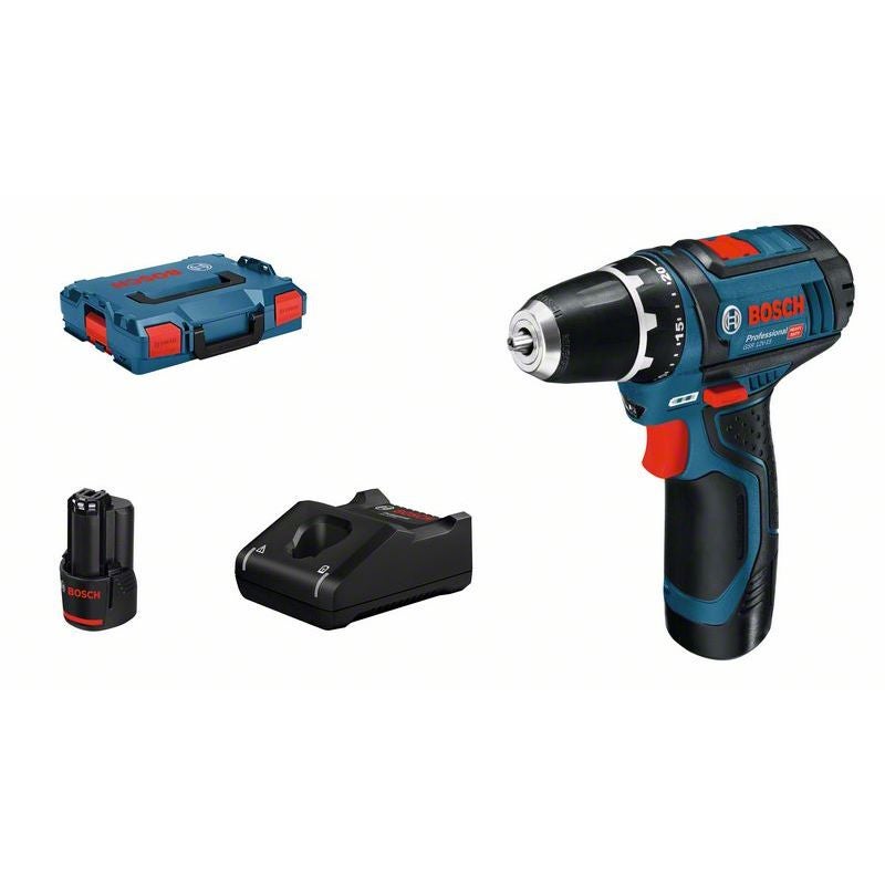 Bosch Akku-Bohrschrauber GSR 12V-15, 2 x Akku GBA 12V 2.0Ah, L-BOXX #0601868109