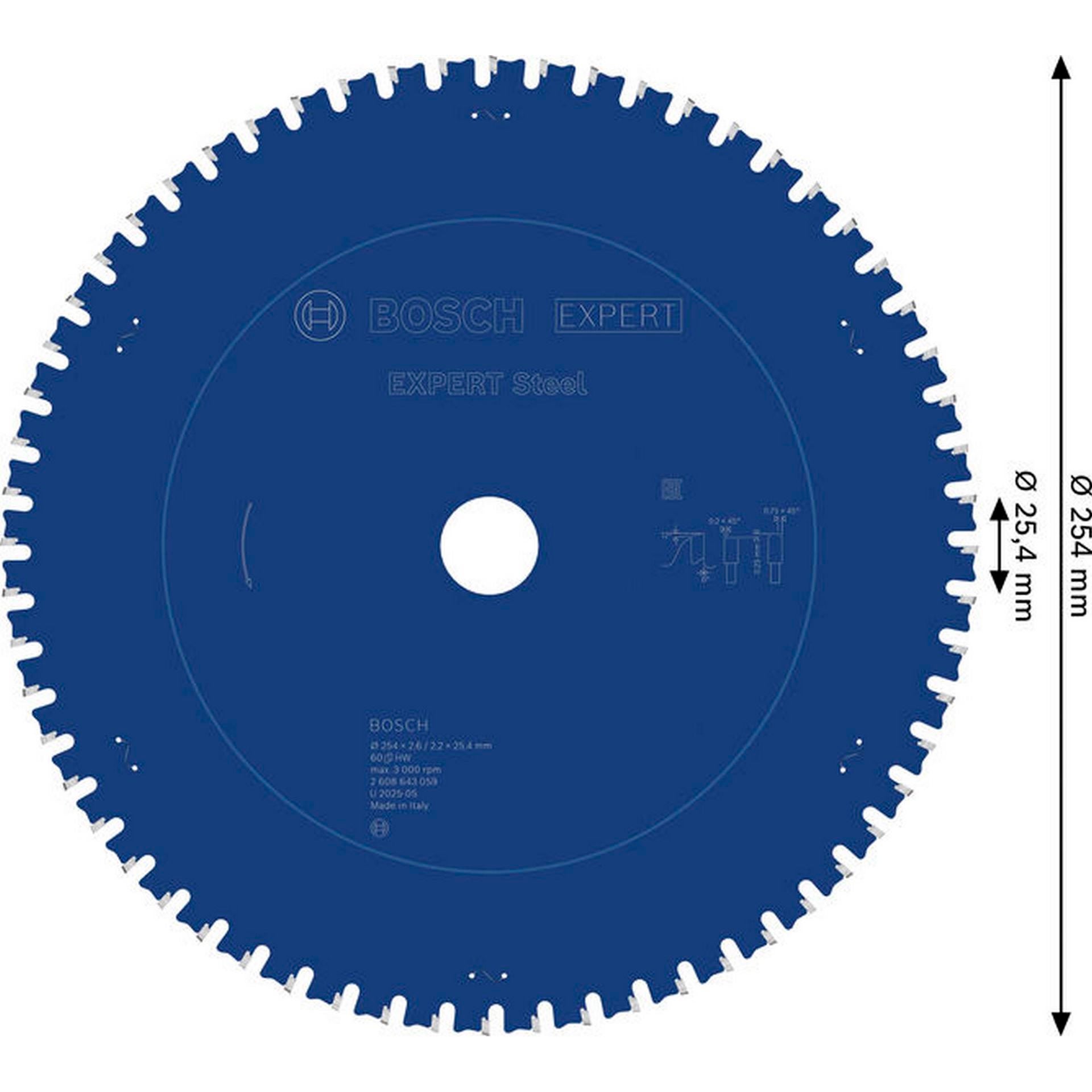 Bosch EXPERT Steel Kreissägeblatt, 254x2,6/2,2x25,4 mm, Z60 #2608643059