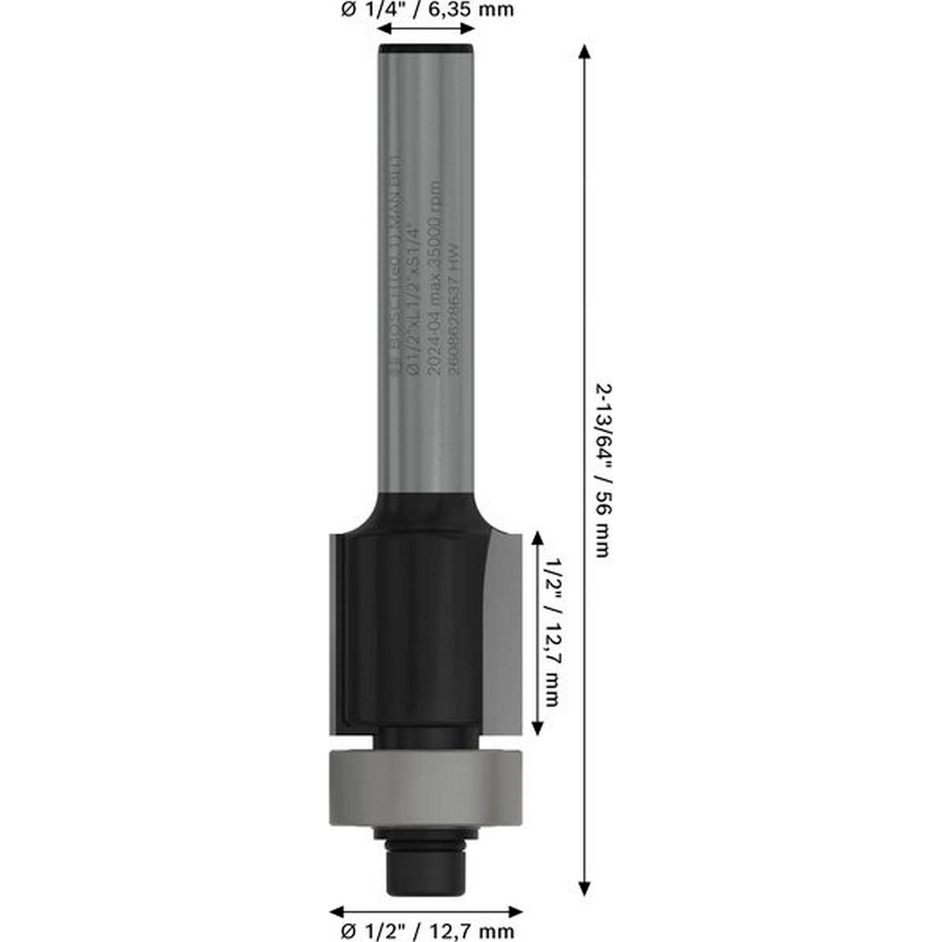 Bosch PRO Bündigfräser mit unterem Kugellager, D 1/2", L 1/2", S 1/4" #2608628637