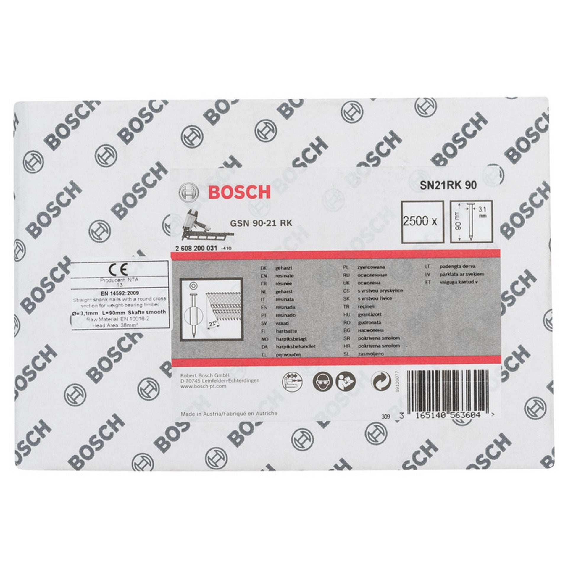 Bosch PRO SN21FH, Streifennagel, 21° Vollkopf, 90 #2608200031
