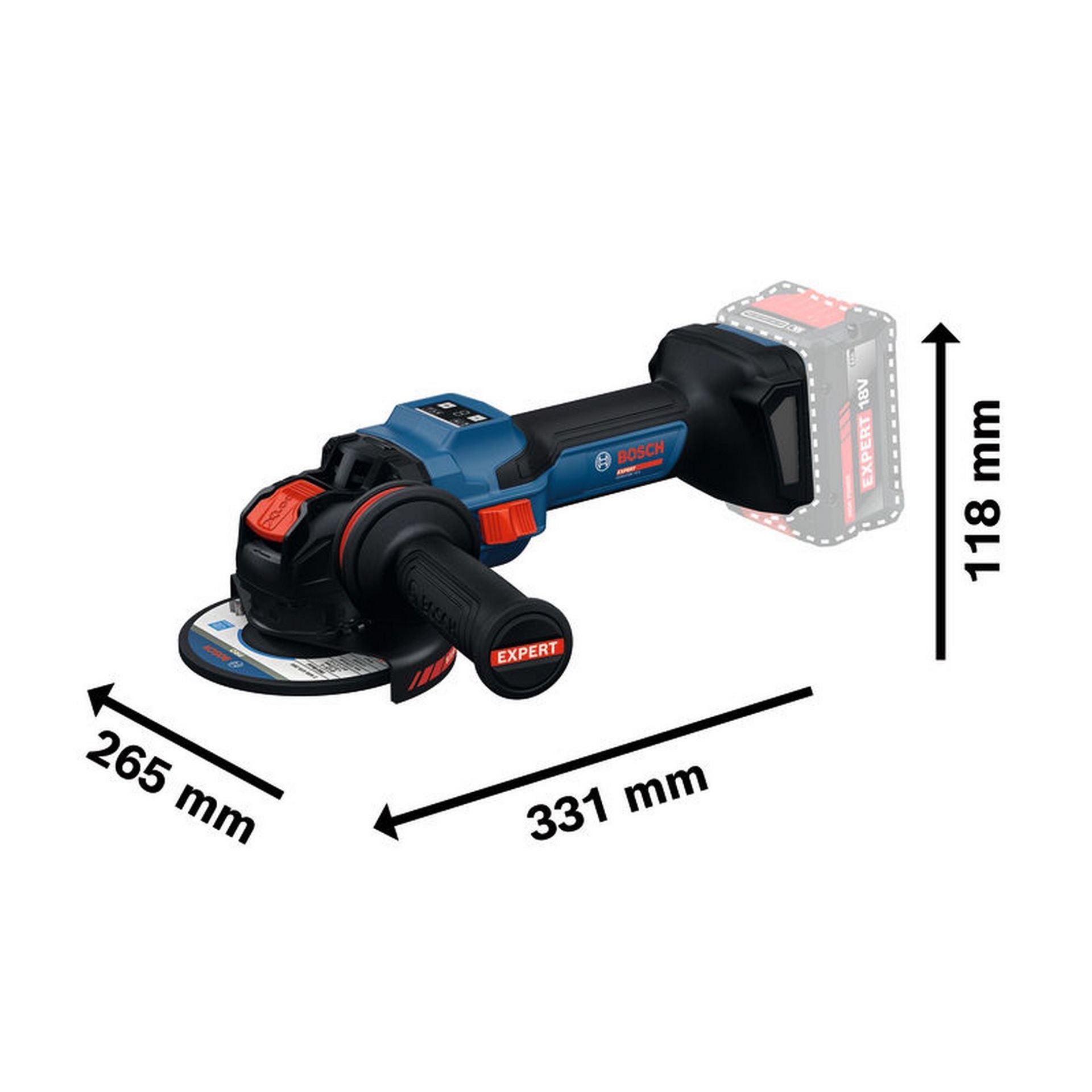 Bosch Akku-Winkelschleifer mit X-LOCK EXWX18V-15S, 2 x EXBA18V-80 #06019M6101