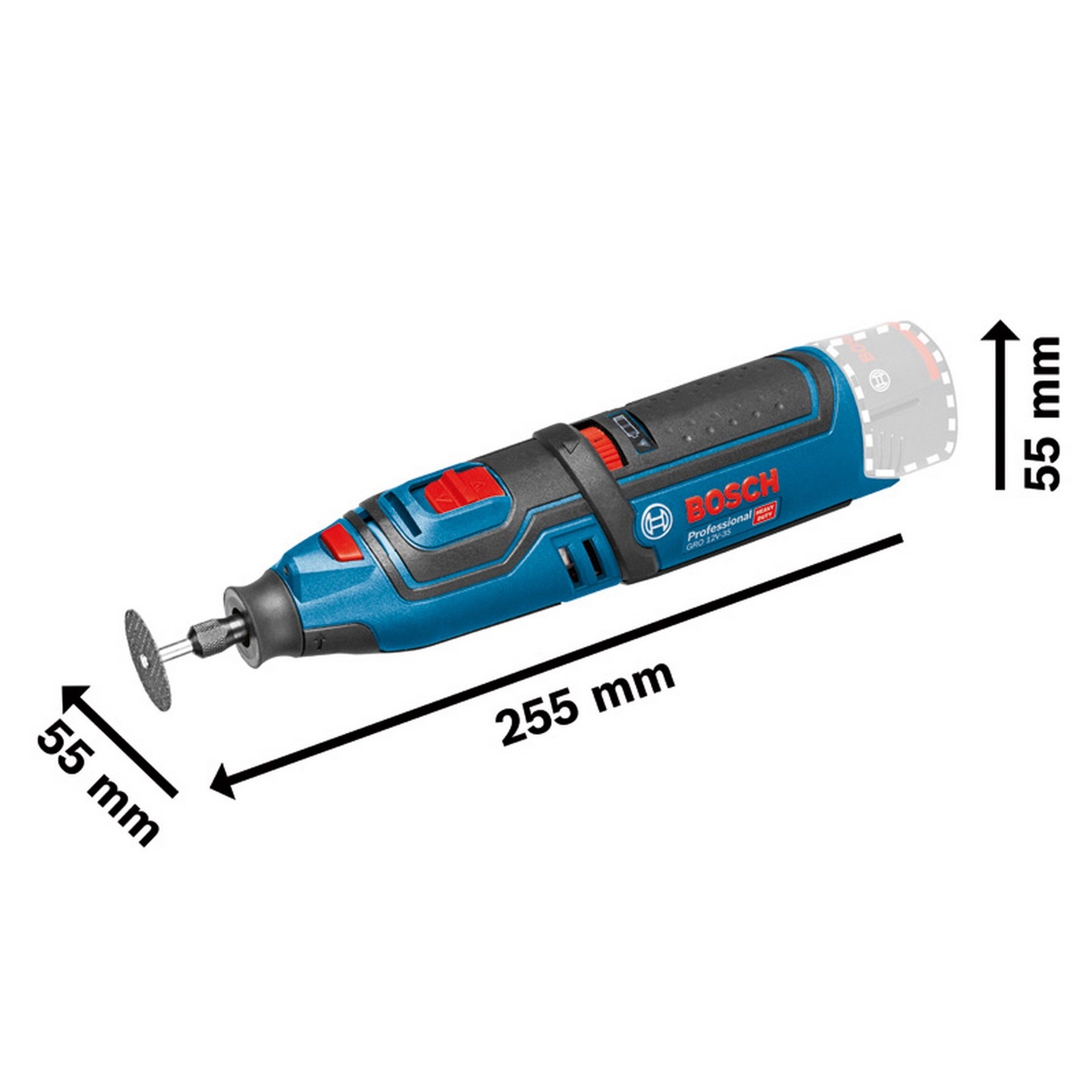 Bosch Akku-Rotationswerkzeug GRO 12V-35, 2 x Akku GBA 12V 2.0Ah in L-BOXX #06019C5001