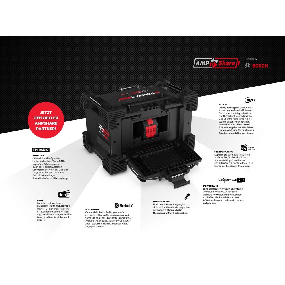 PerfectPro Baustellenradio ROCKHART 18V AMPShare RH4-18