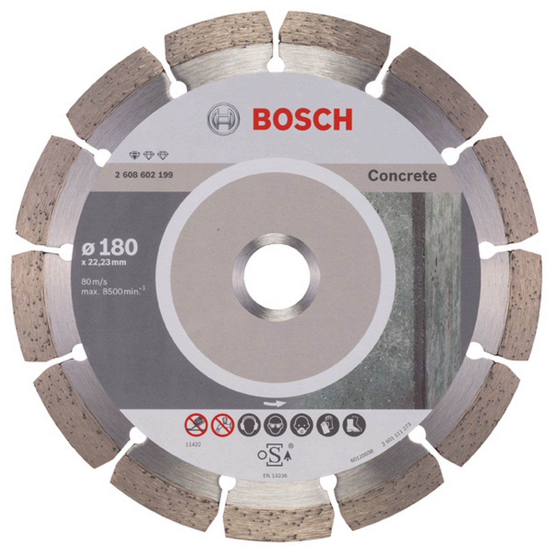 Bosch Diamanttrennscheibe Standard for Concrete, 180 x 22,23 x 2 x 10 mm, 1er-Pack #2608602199