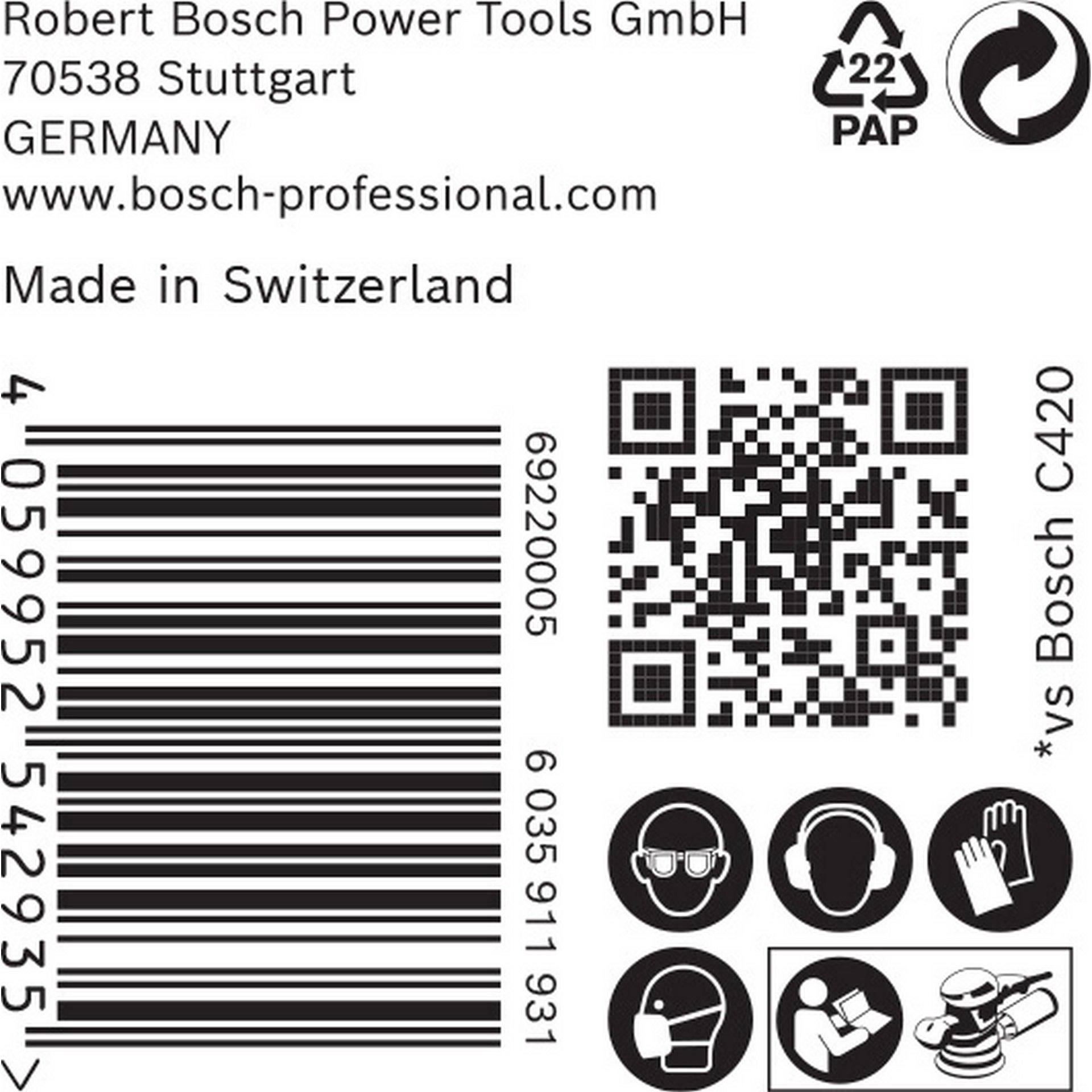 Bosch EXPERT C470 Schleifblatt, 125mm, K180, keine Löcher, 50-tlg. #2608900955