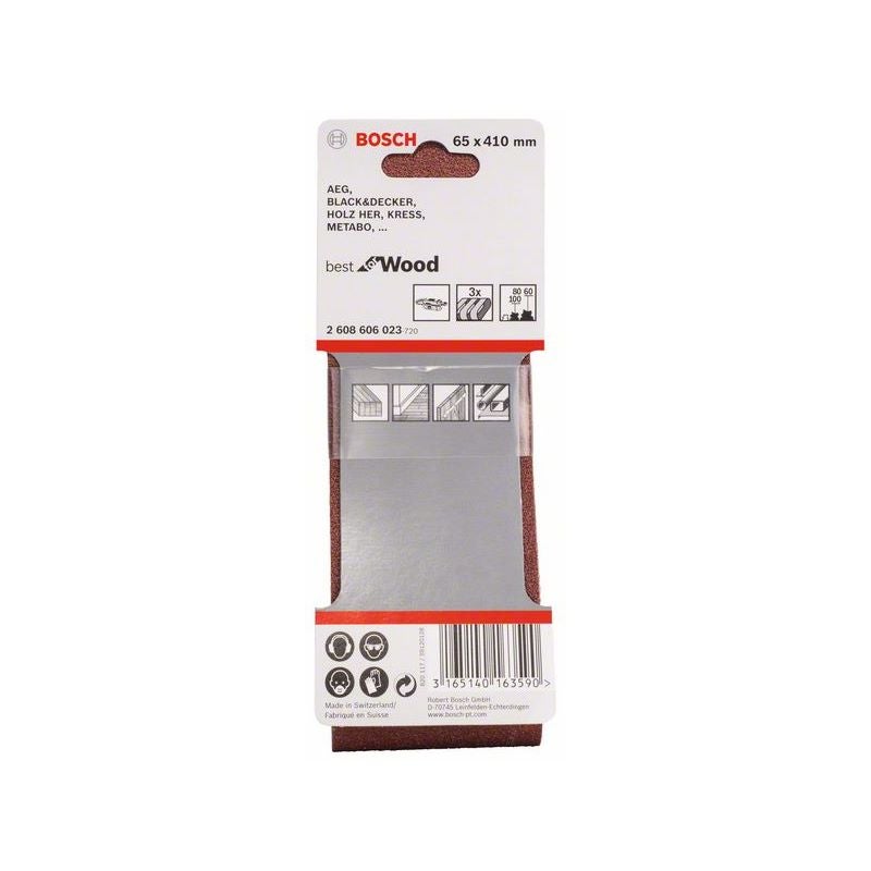 Bosch PRO X440 Schleifband, 65 x 410 mm, G60, G80, G100, 3-tlg. #2608606023