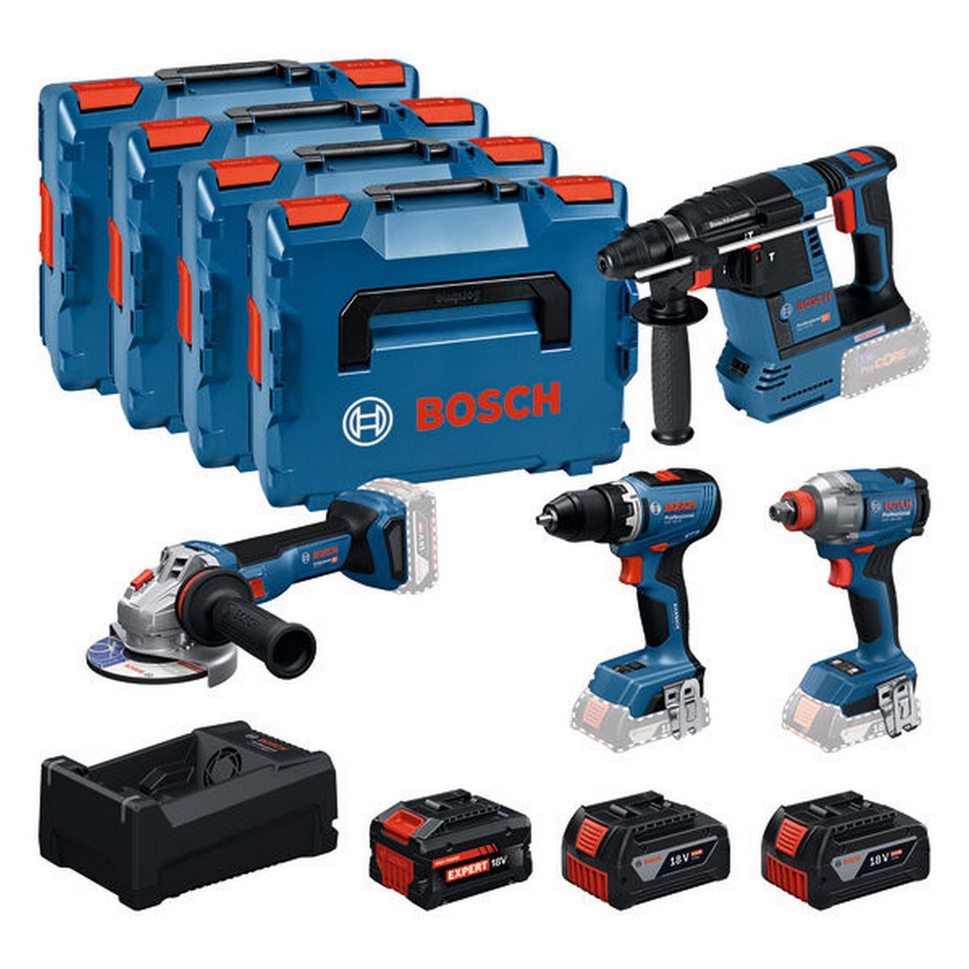 Bosch Combo Kit 18V Werkzeug-Set: GSR 18V-65 + GDX 18V-285 + GBH 18V-26 + GWS 18V-11 #0615A500BJ