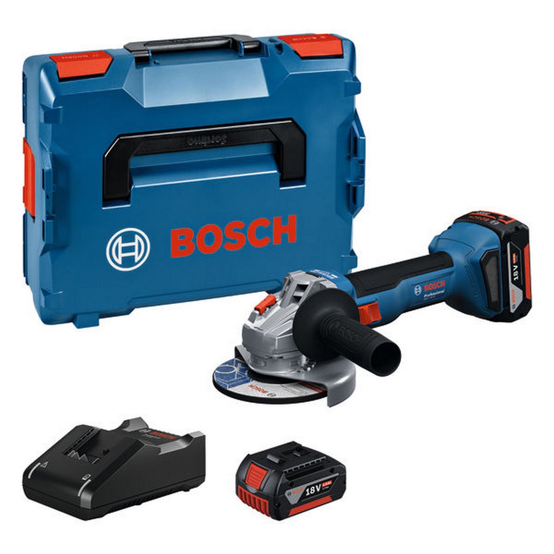 Bosch Akku-Winkelschleifer GWS 18V-8, 2 x Akku GBA 18V 5.0Ah, L-BOXX 136 #06019N9003