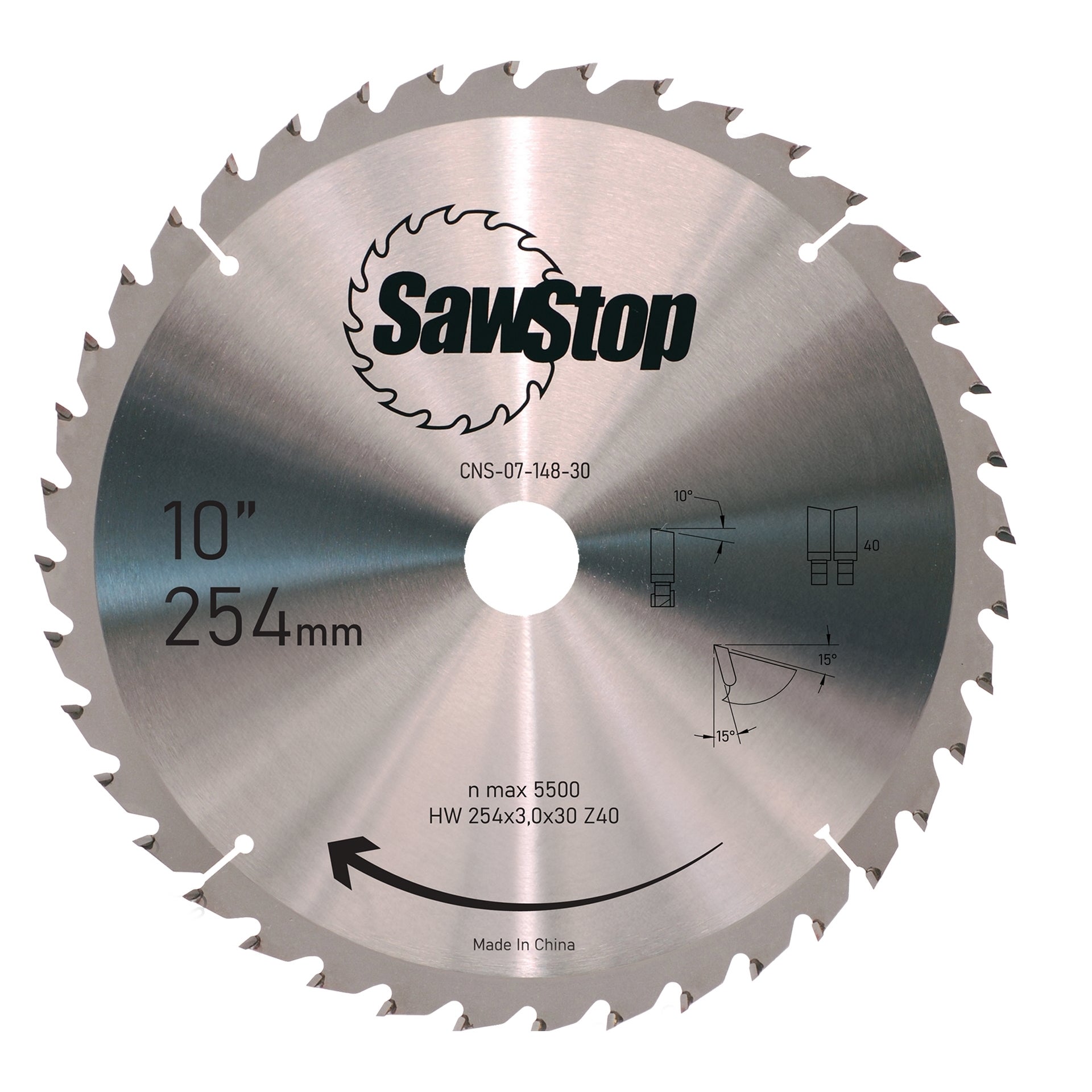 SawStop Universal-Sägeblatt 254x3,0/2,0x30, WZ40 #CNS-07-148-30