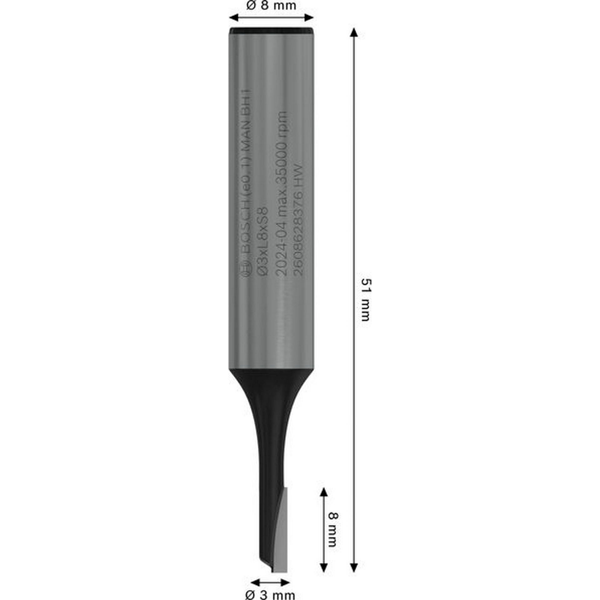 Bosch PRO Nutfräser, einschneidig, D 3 mm, L 8 mm, S 8 mm #2608628376