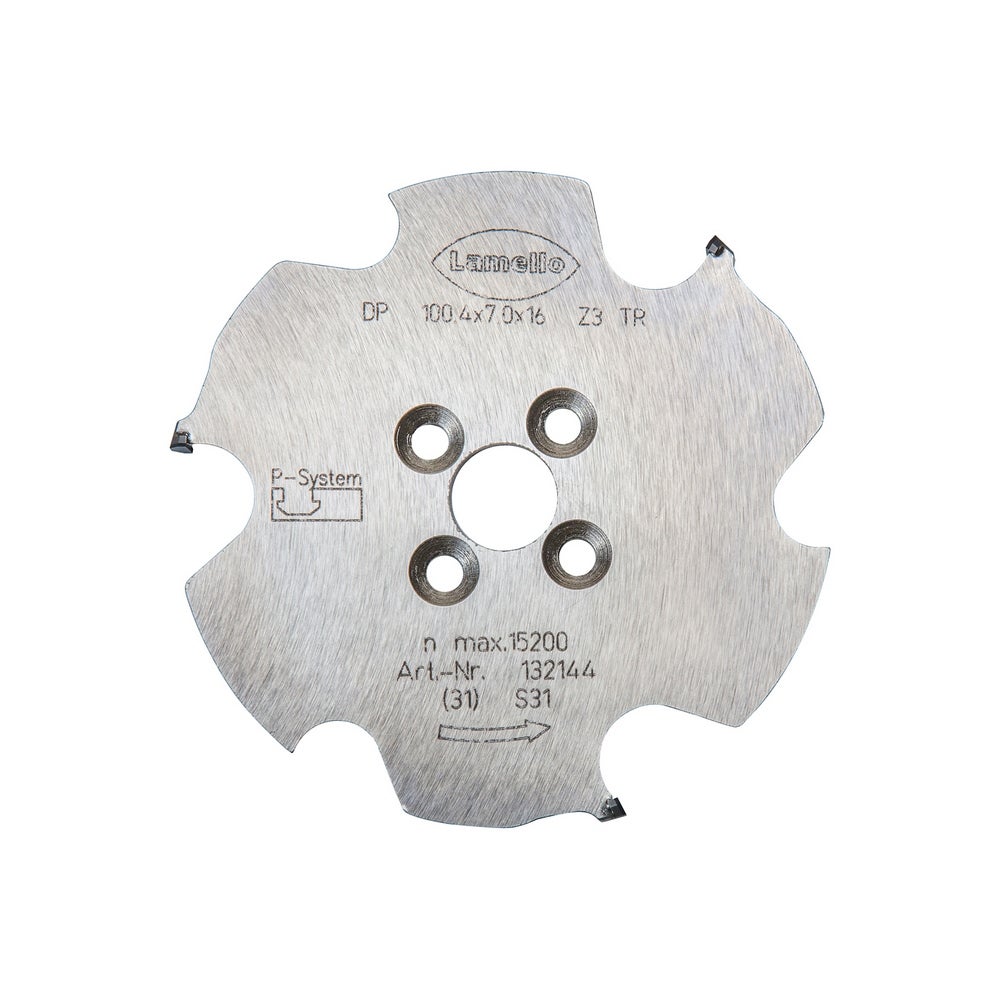 Lamello P-System Nutfräser CNC, DP, Ø100.4x7xØ16 mm, Z3, NL 4xØ5.5xØ28 mm #132144