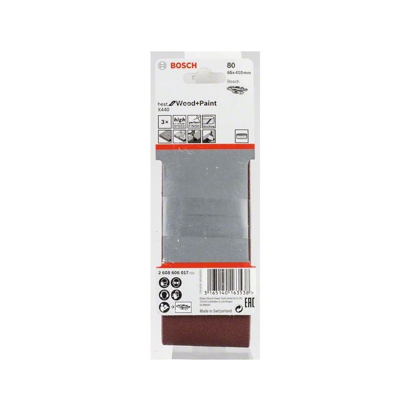 Bosch PRO X440 Schleifband, 65 x 410 mm, G80, 3-tlg. #2608606017