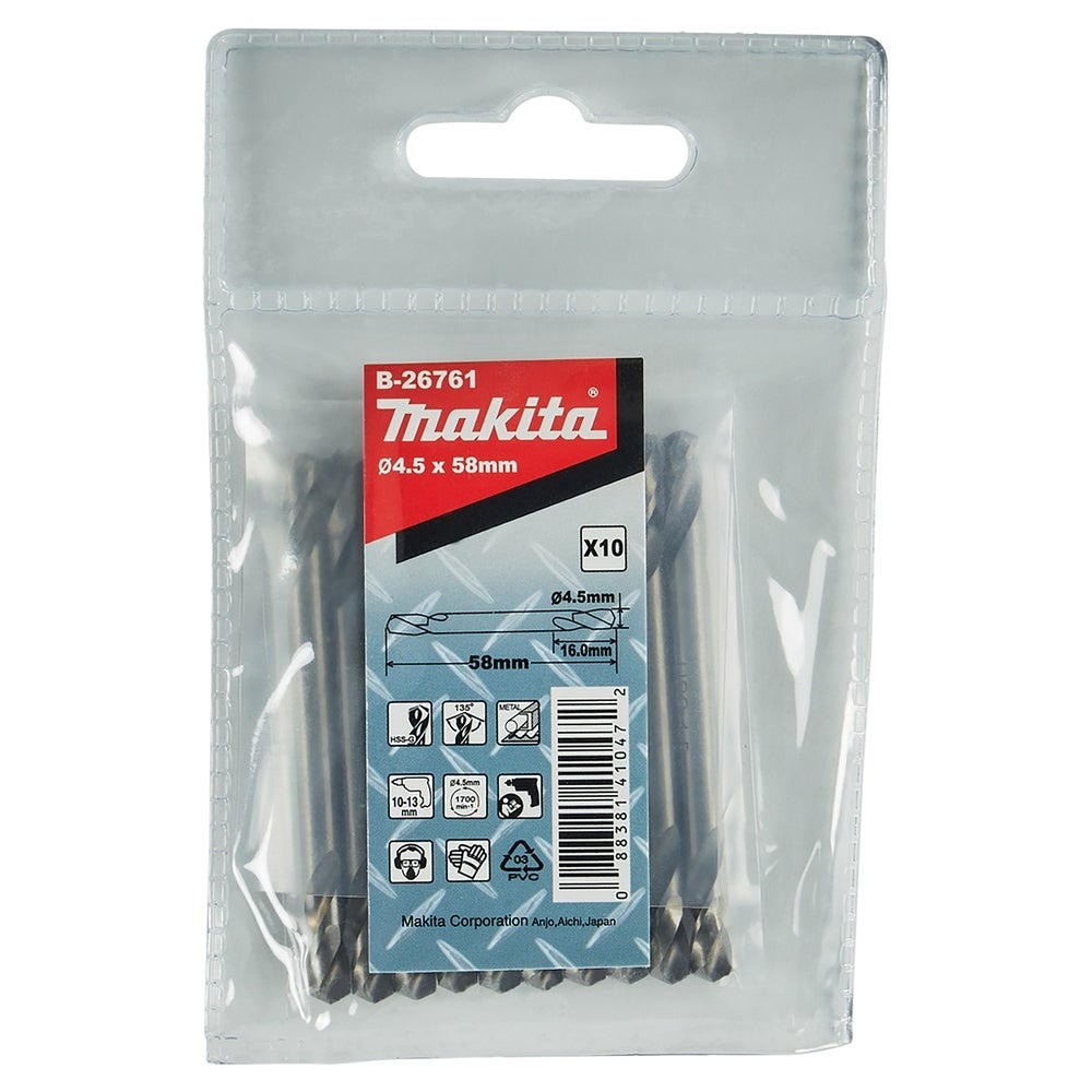 Makita HSS-G Doppelbohrer, 4,5 x 58 mm, 10 Stk. #B-26761