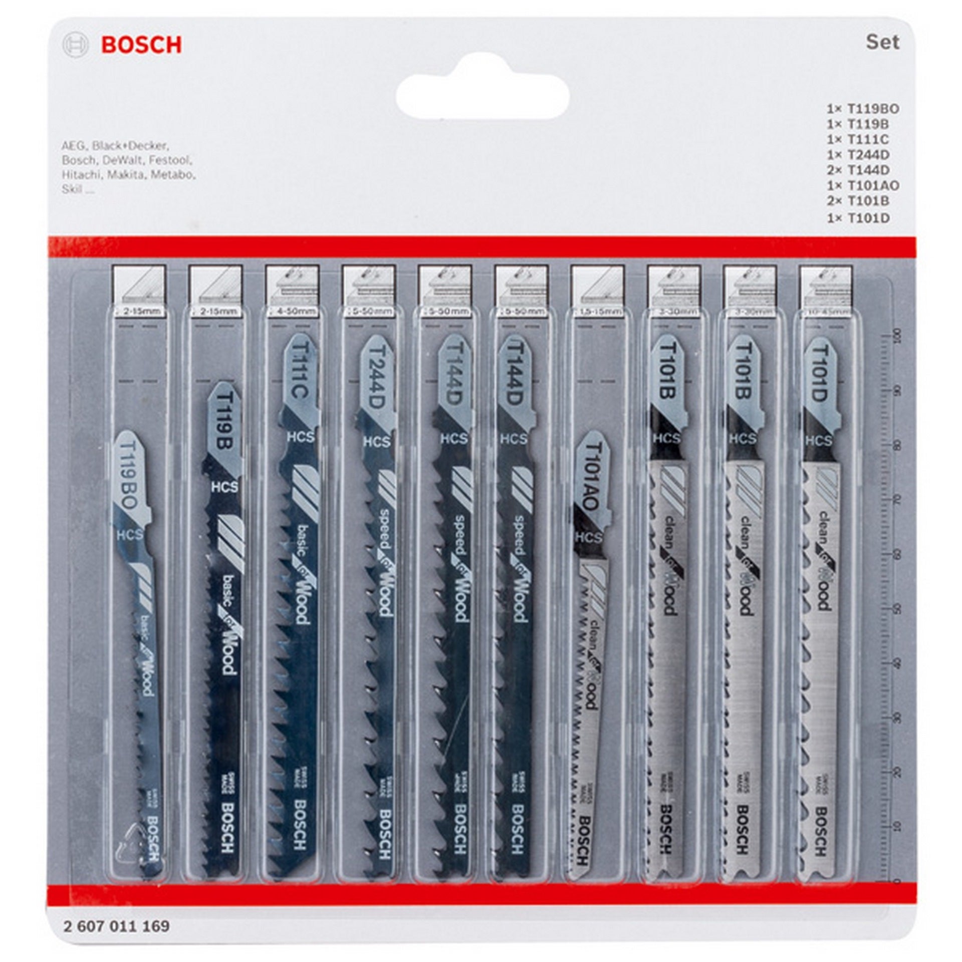 Bosch 10-tlg. Stichsägeblatt-Set für Wood, T-Schaft #2607011169