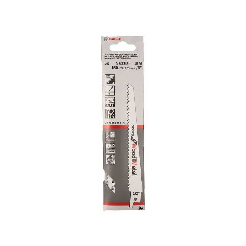 Bosch PRO Window Demolition S611DF Säbelsägeblatt, 1,25 x 19 x 150 mm, 5-tlg. #2608656258