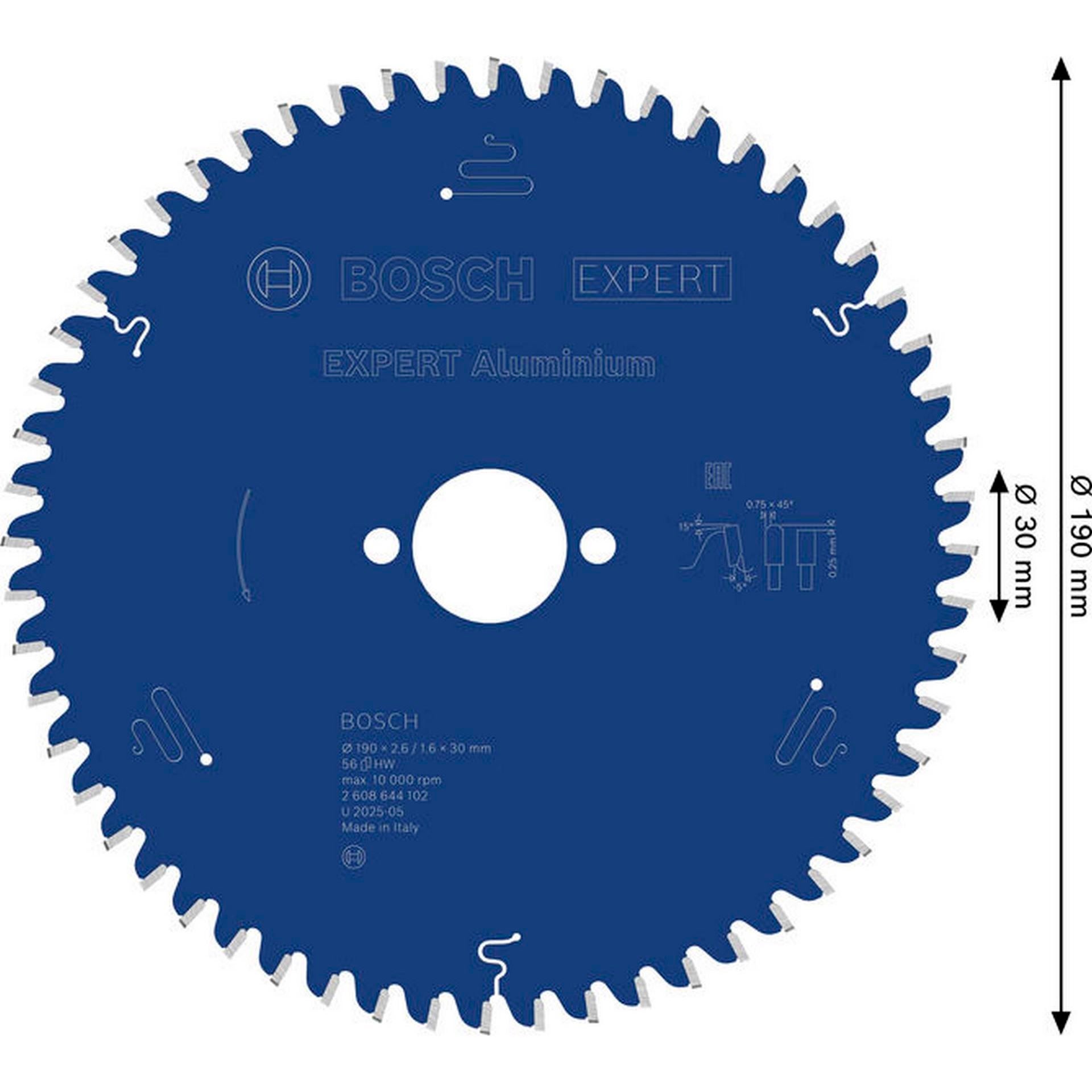 Bosch EXPERT Aluminium Kreissägeblatt, 190x2,6/1,6x30 mm, Z56 #2608644102