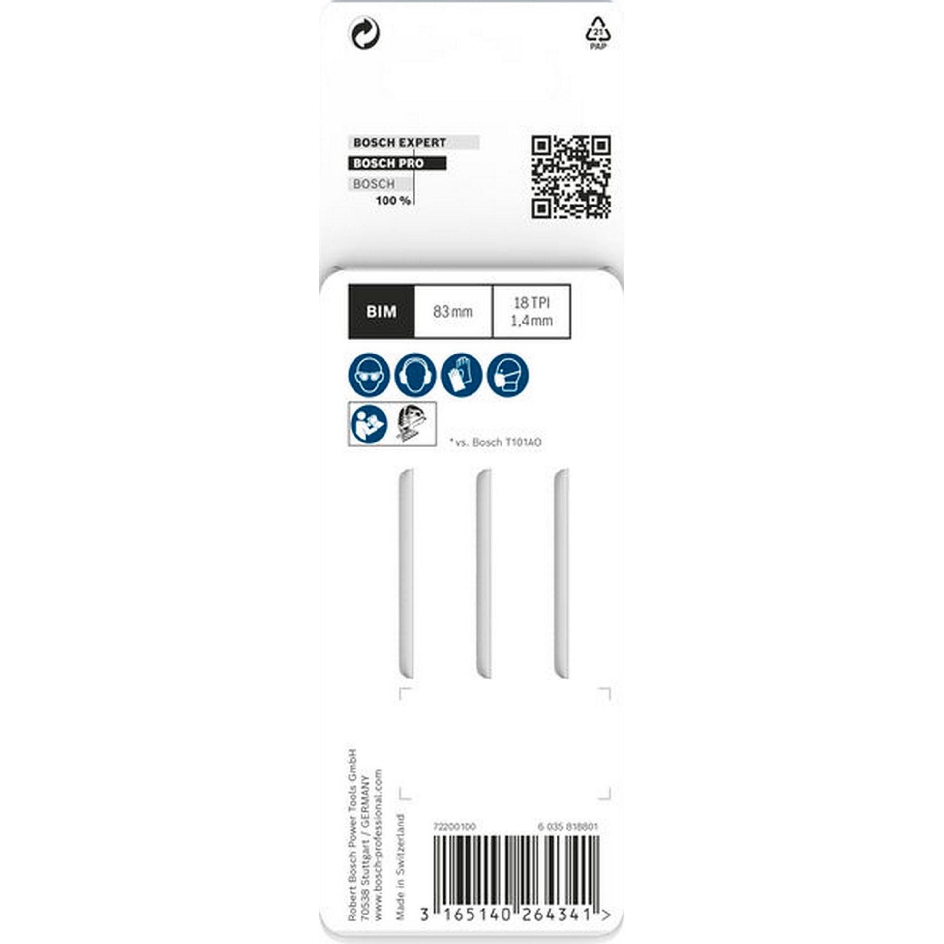 Bosch PRO Hardwood clean curve T101AOF Stichsägeblatt, 83 mm, 3-tlg. #2608636225