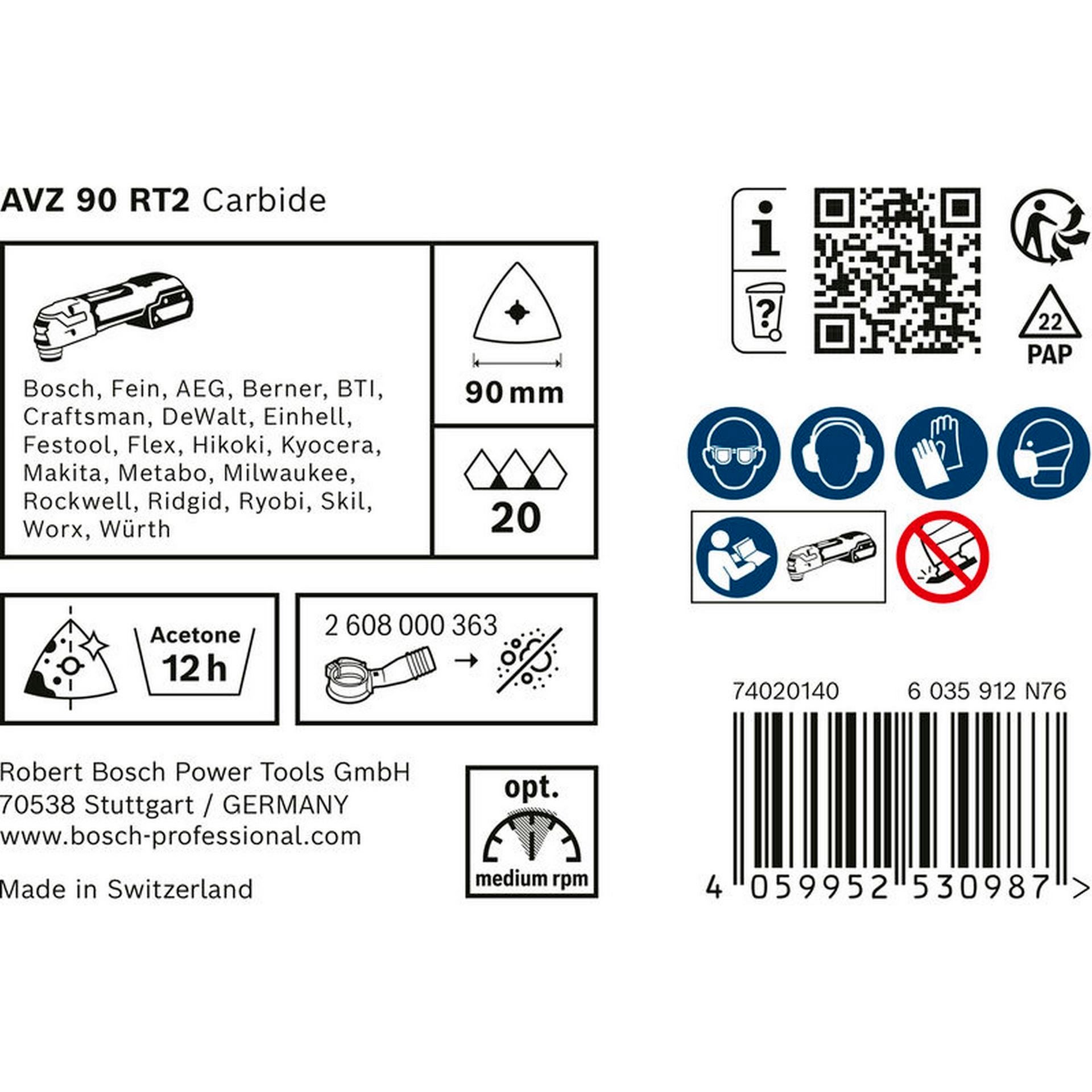 Bosch EXPERT AVZ 90 RT2 Schleifplatte für Multifunktionswerkzeuge, 90 mm, 10-tlg. #2608900046