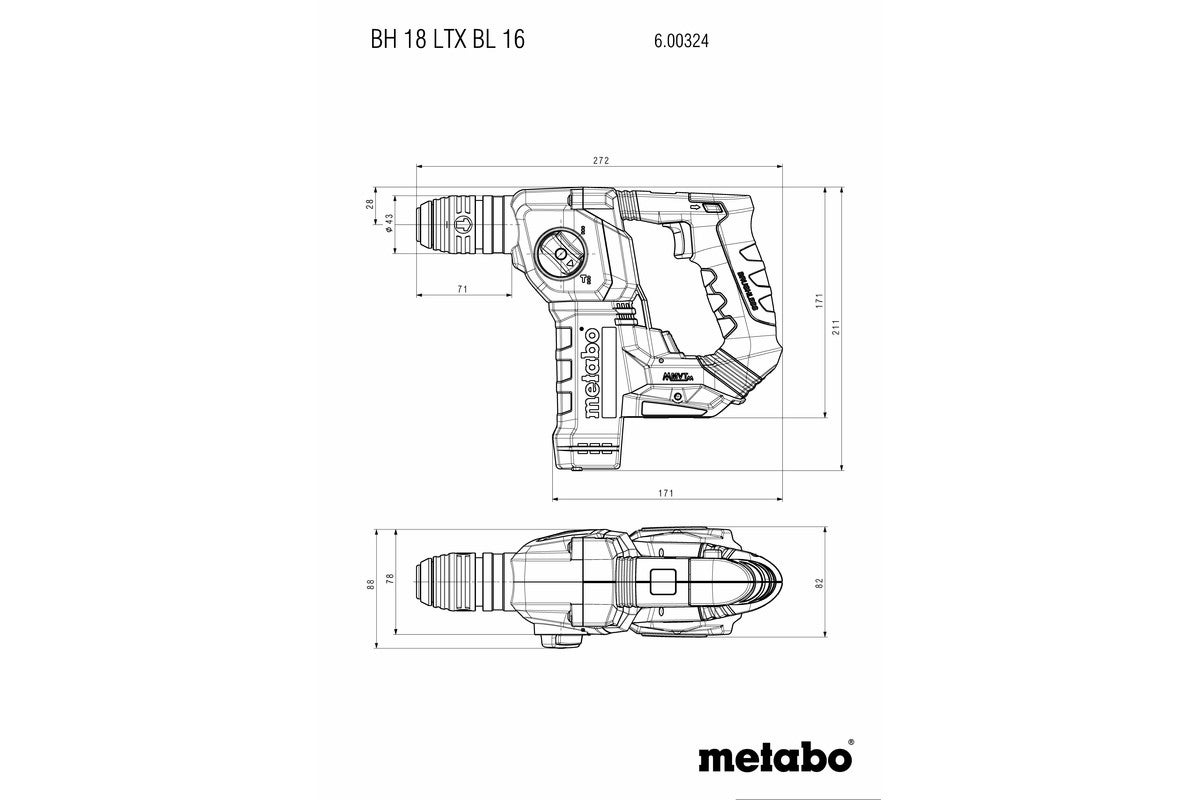 Metabo Akku-Bohrhammer BH 18 LTX BL 16 #600324840 metaBOX 145 L